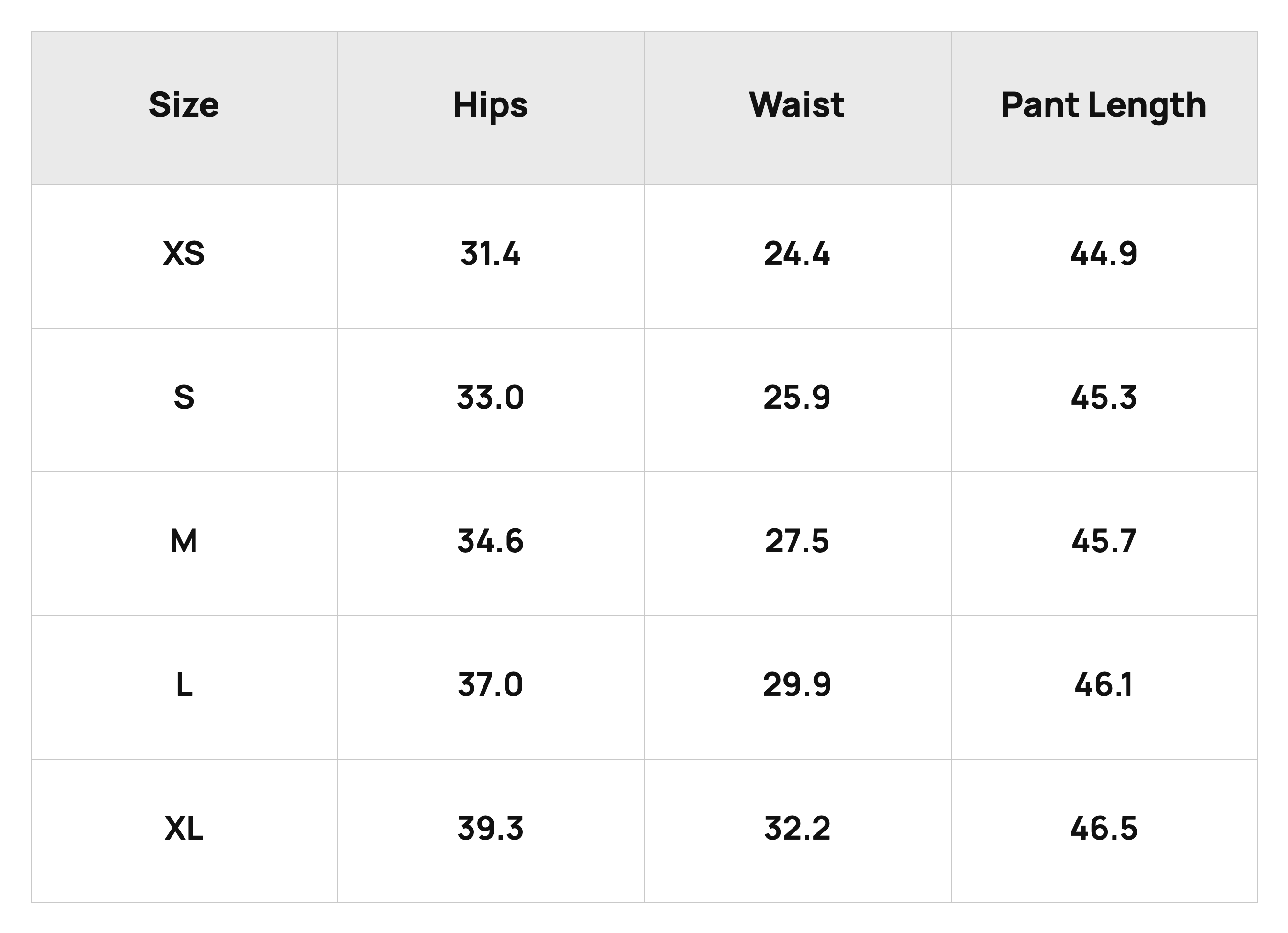 Size Chart
