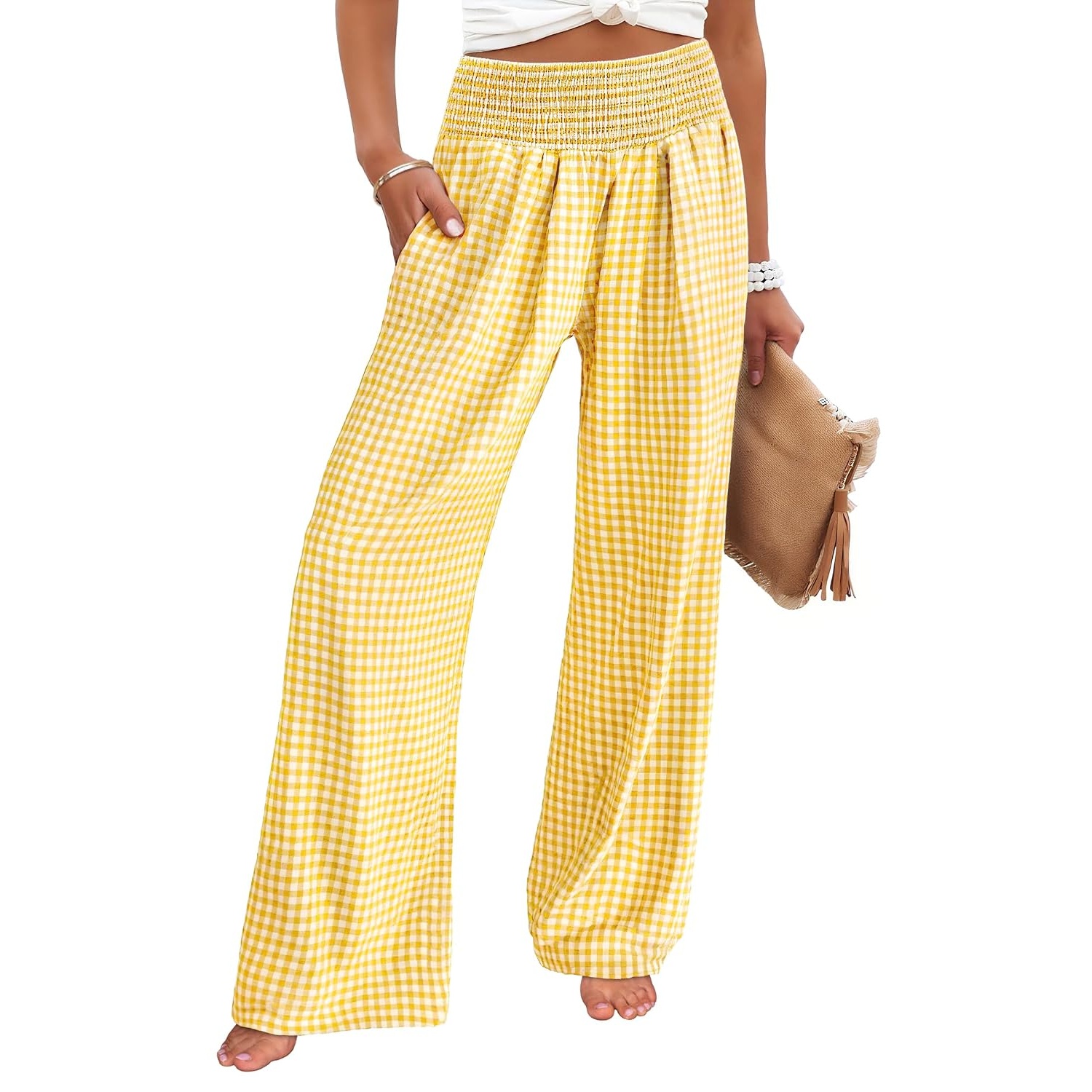 Striped Wide Palazzo Pants With Pockets For Women