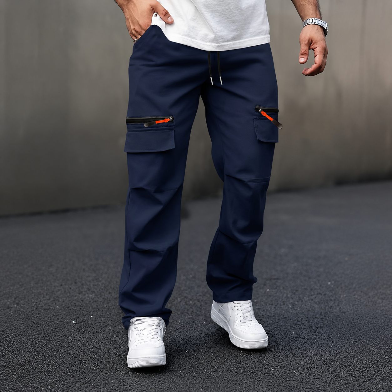 Casual Multi Pocket Cargo Pants With Straight Cut Design For Men