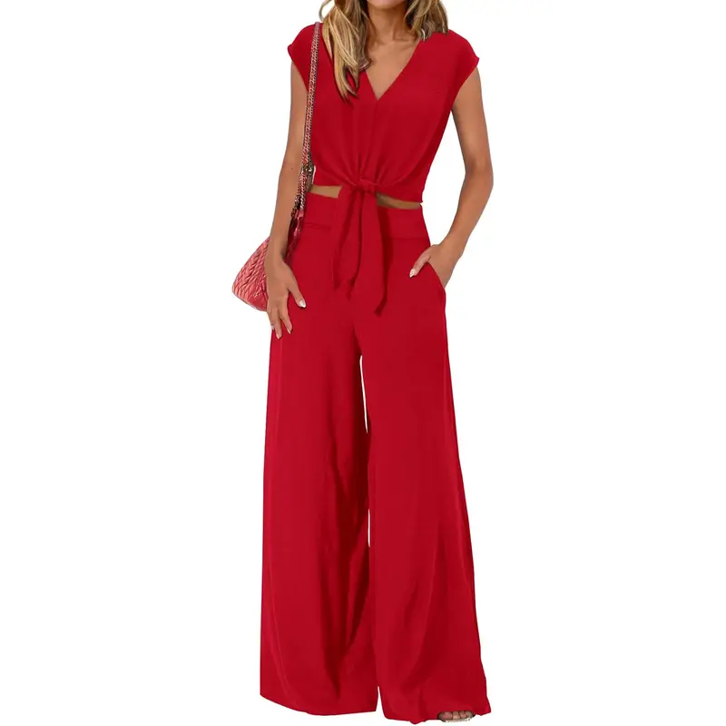Summer 2 Piece Wide Pant Set for Women