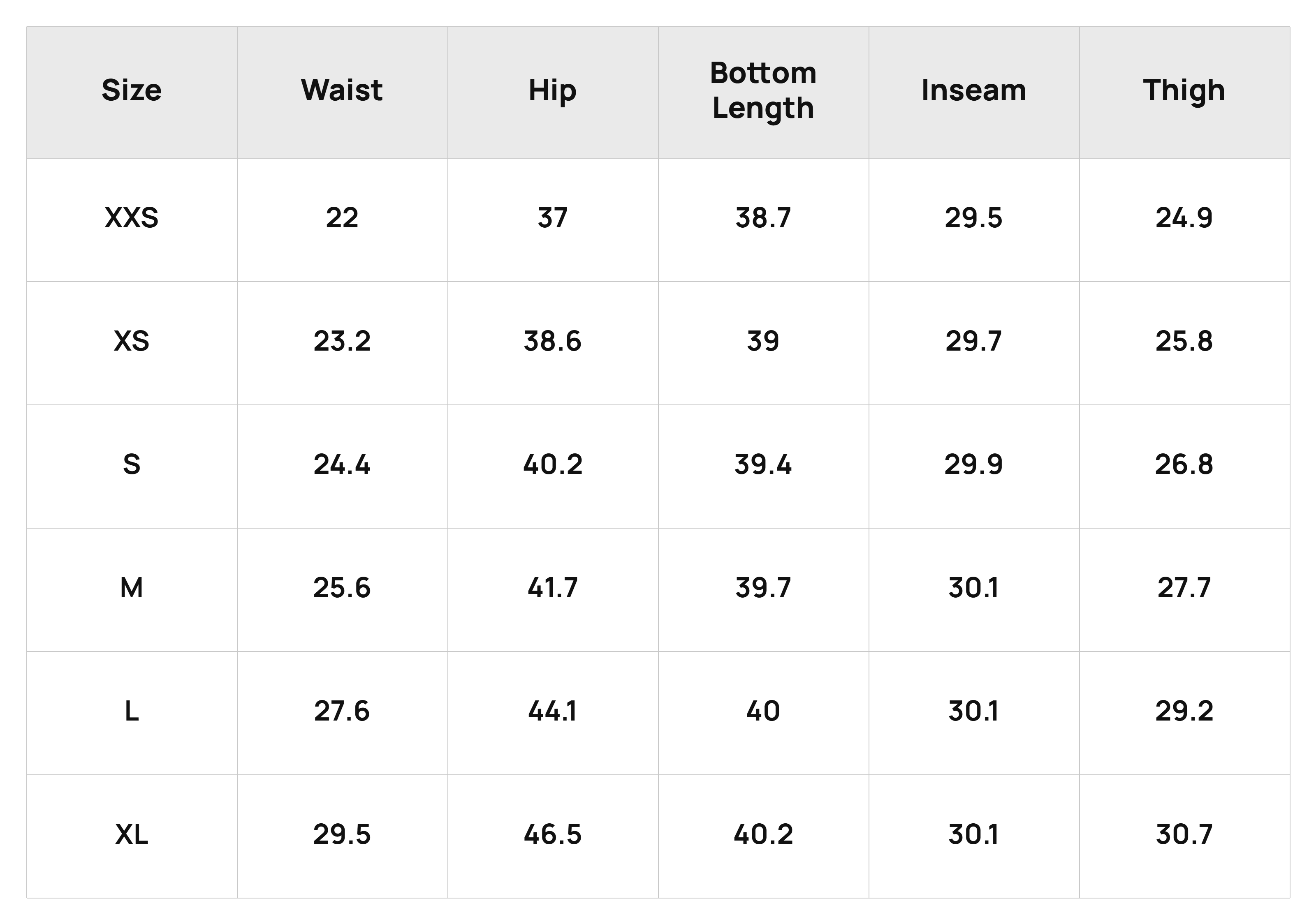 Size Chart