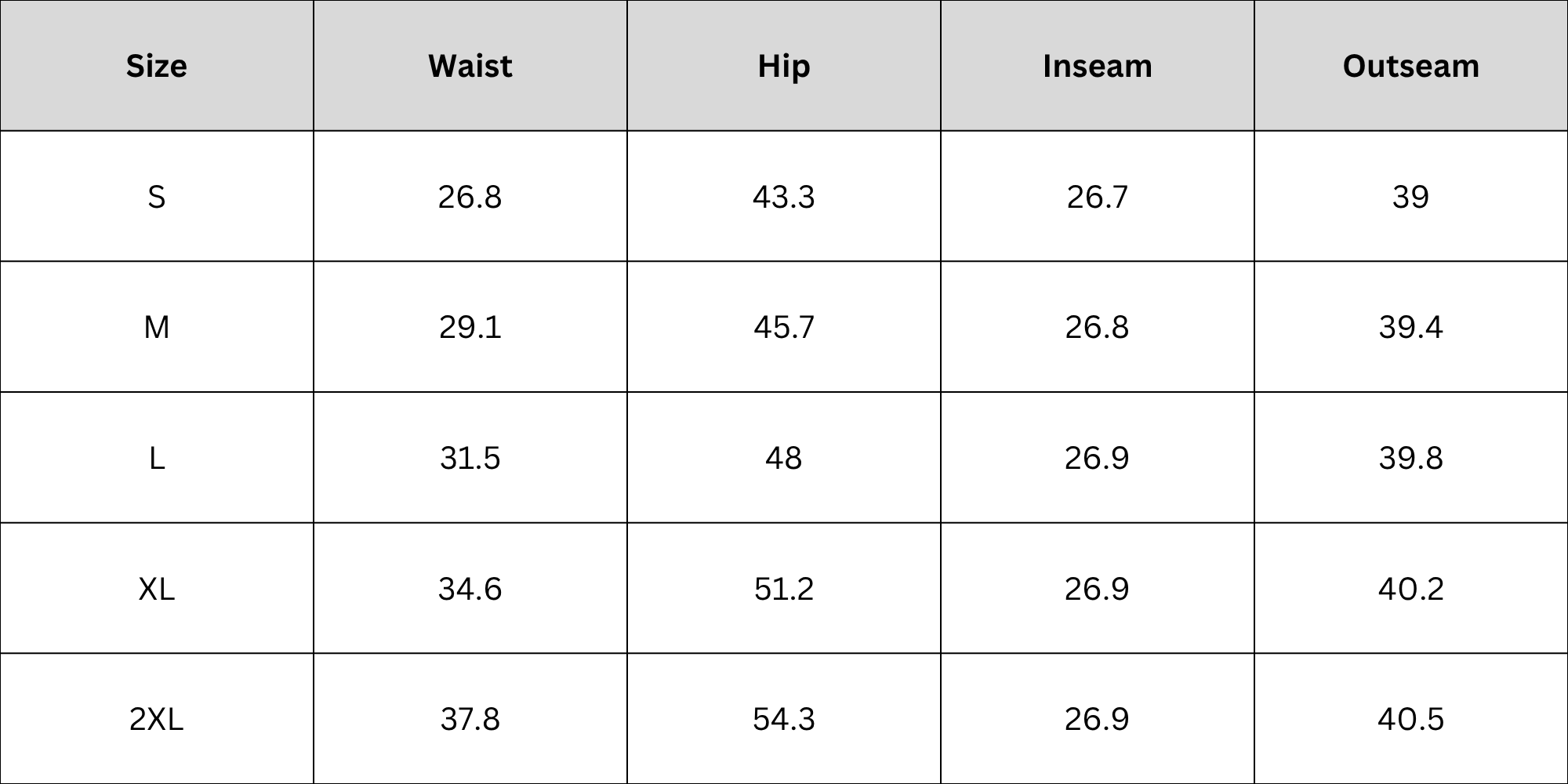 Size Chart