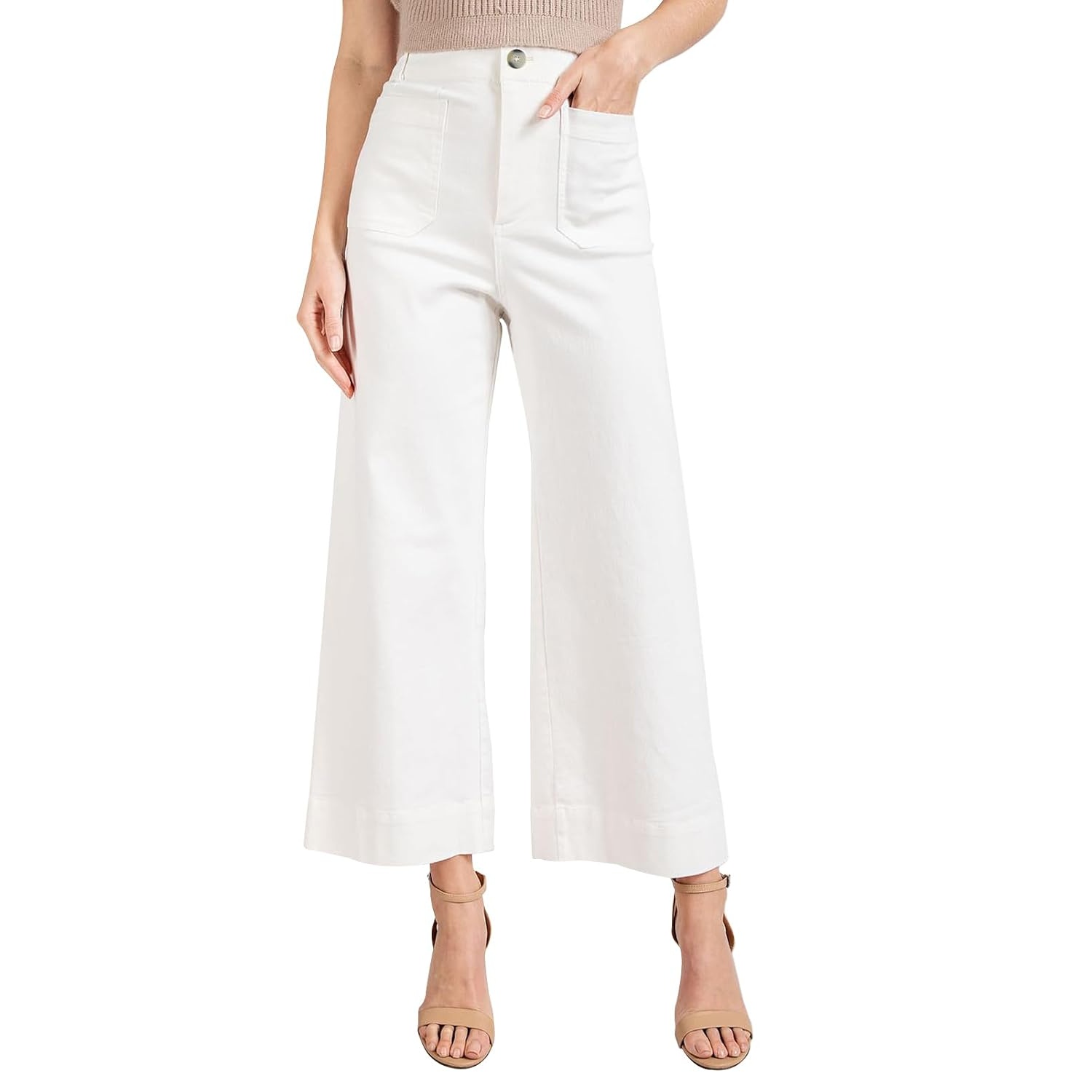 Casual Wide Cropped Stretchy Straight Pants For Women