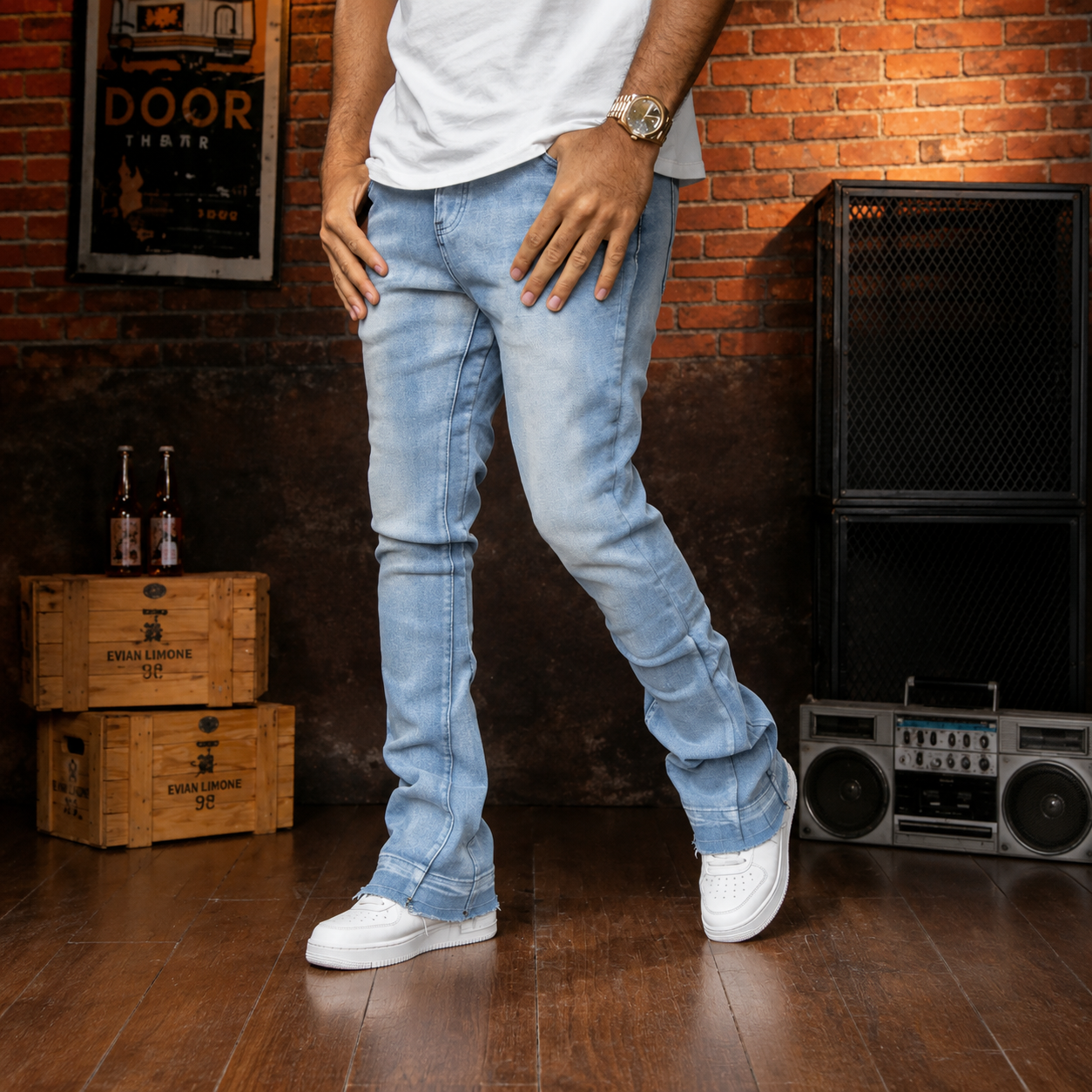 Stretch Slim Fit Vintage Bootcut Denim Jeans For Men