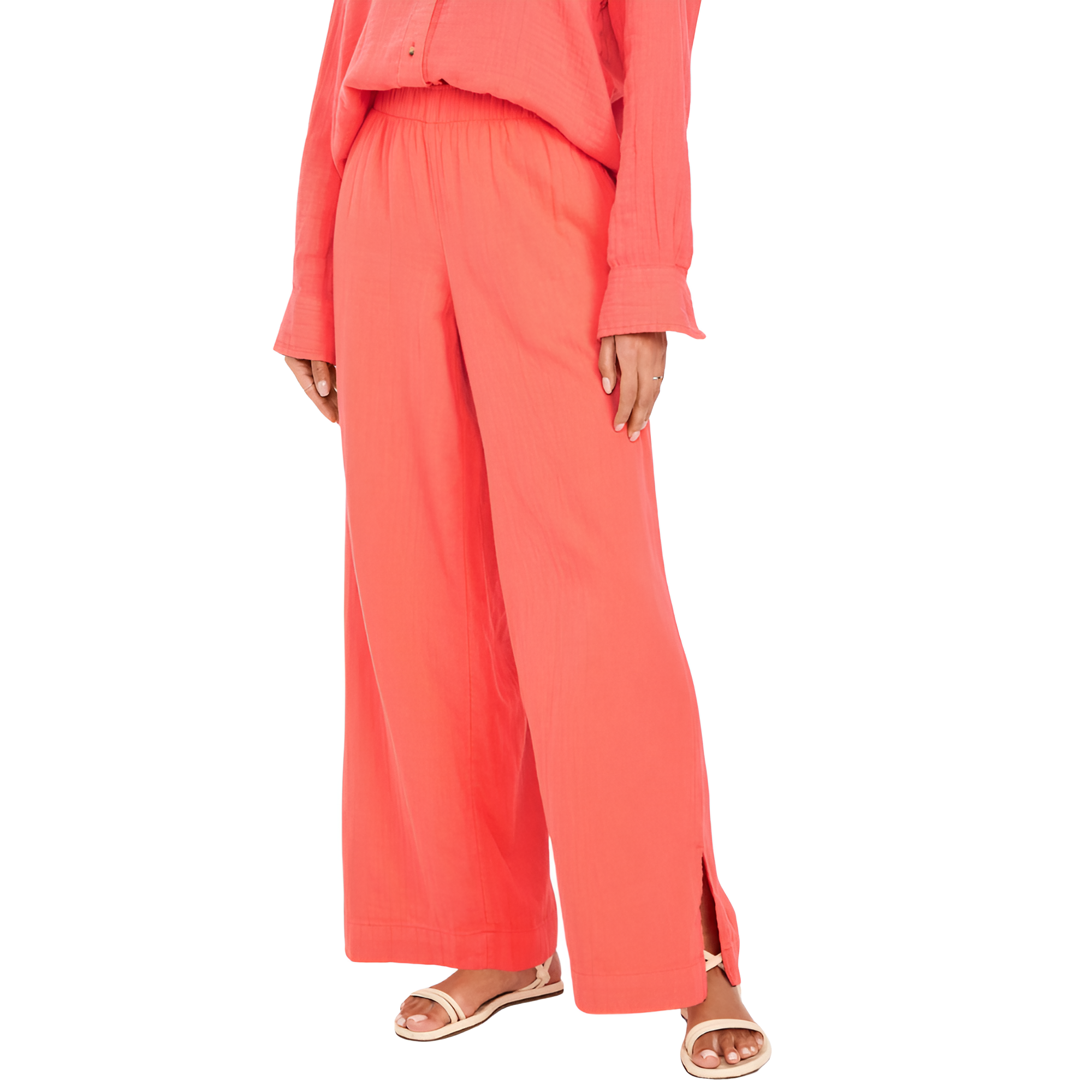 High Waisted Crinkle Gauze Super Wide Leg Pants