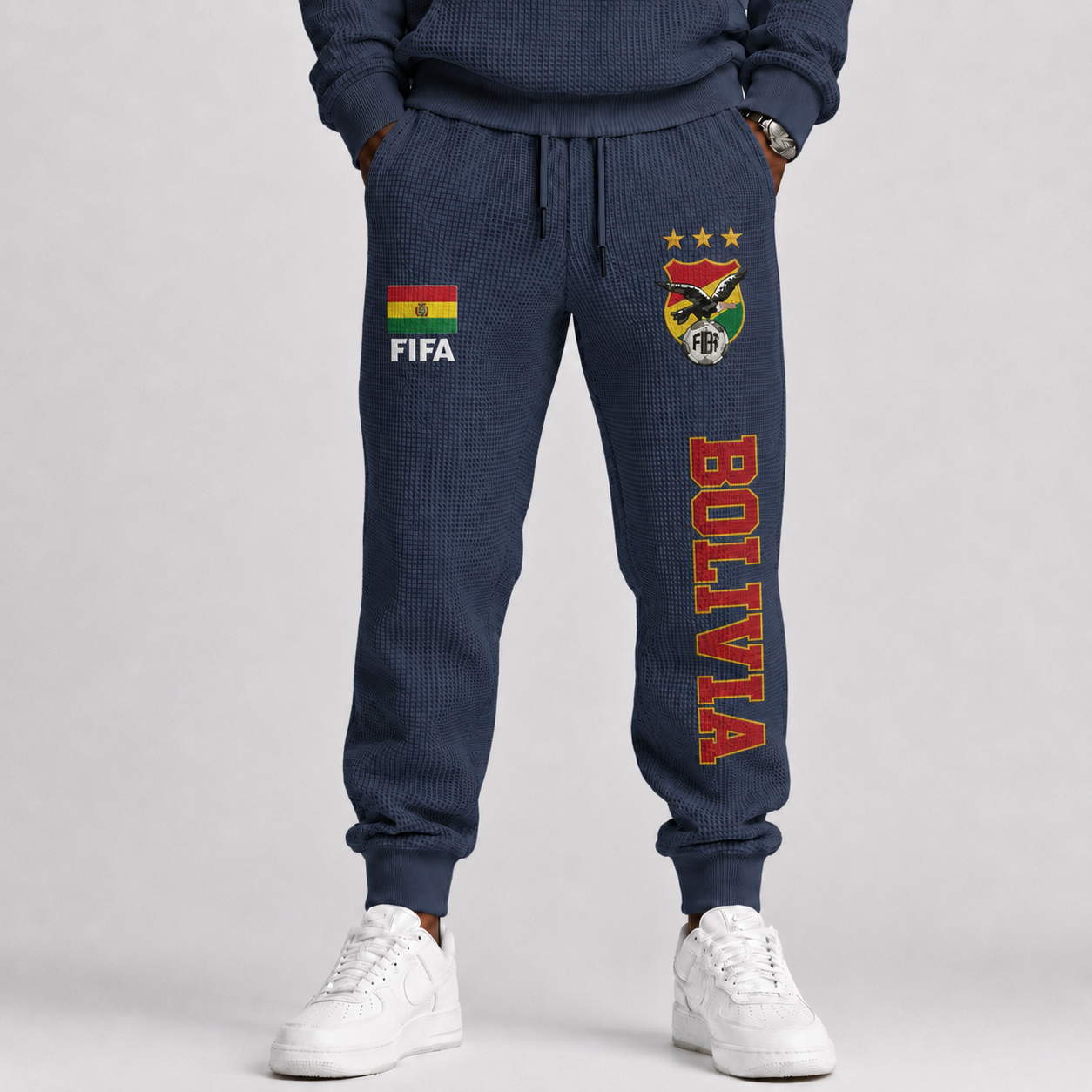 FIFA 2026 Bolivia Printed Waffle Football Fan Pants