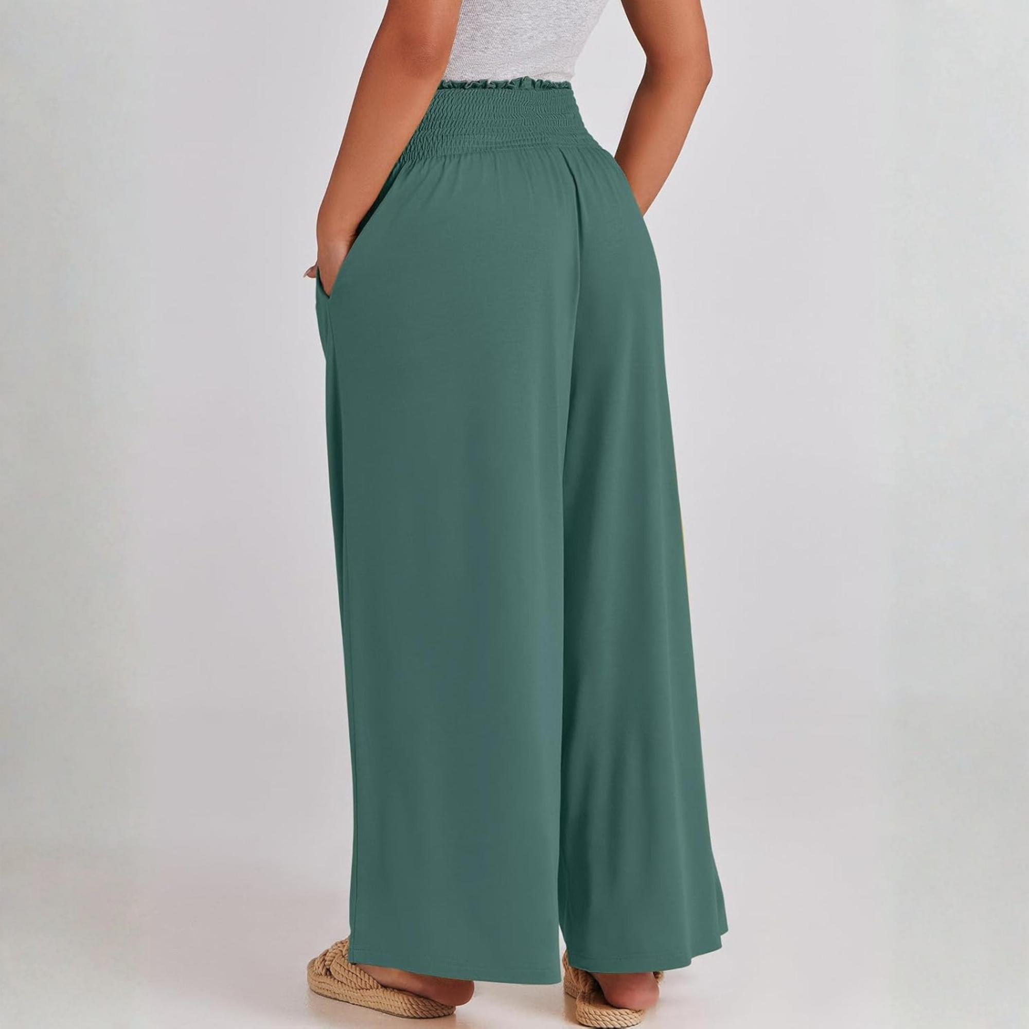 Boho Wide Leg Palazzo Lounge Pants with Pockets