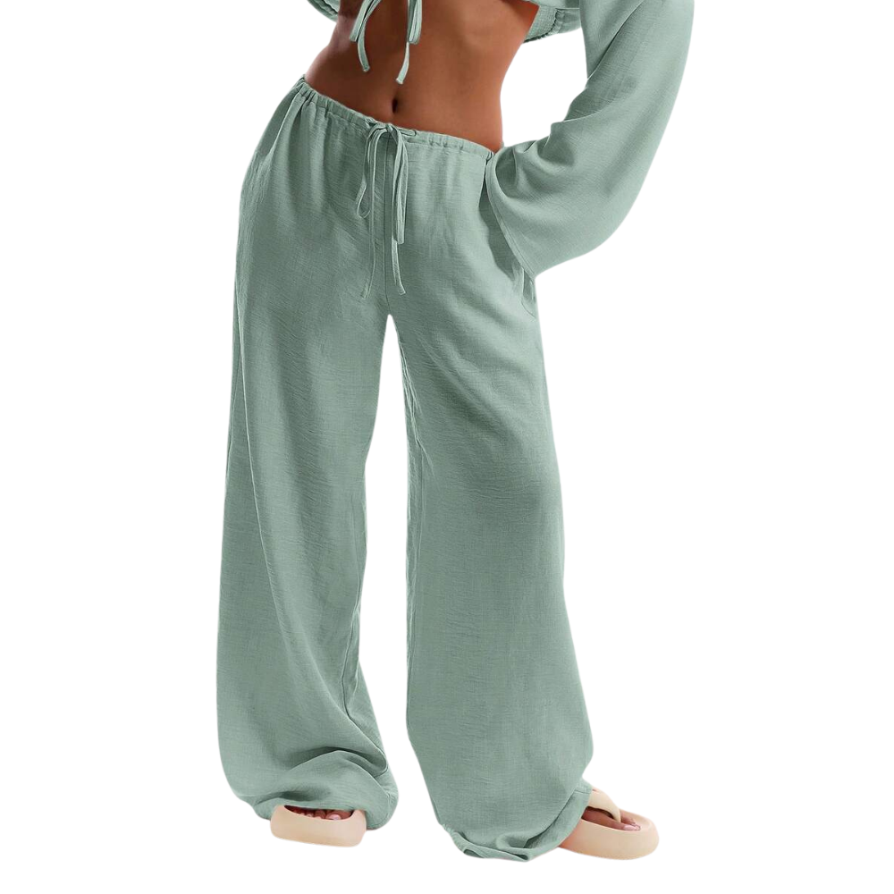 Casual Tie Front Drawstring Trousers For Women