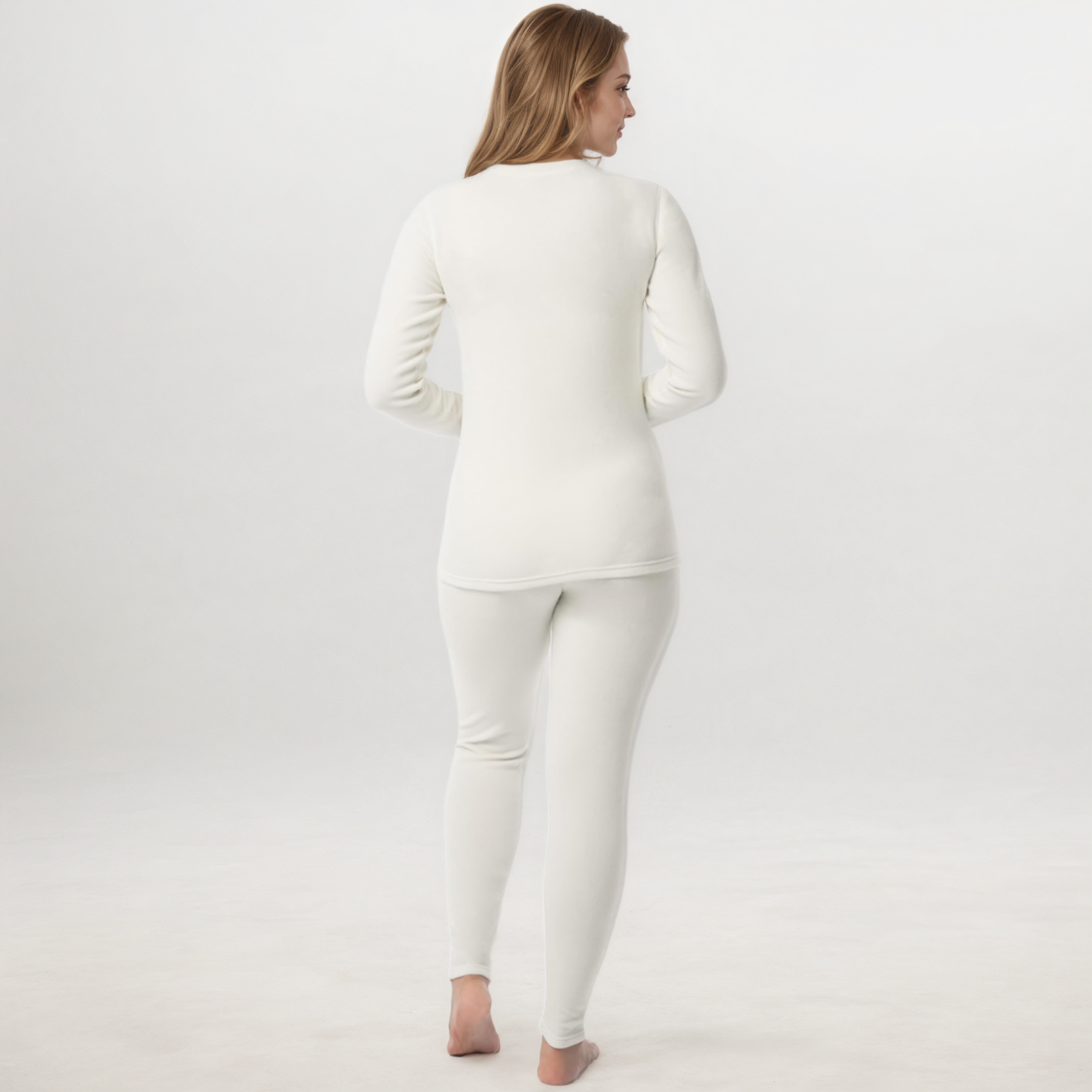 Women Fleece Lined Thermal Underwear Set Stretch Long Johns