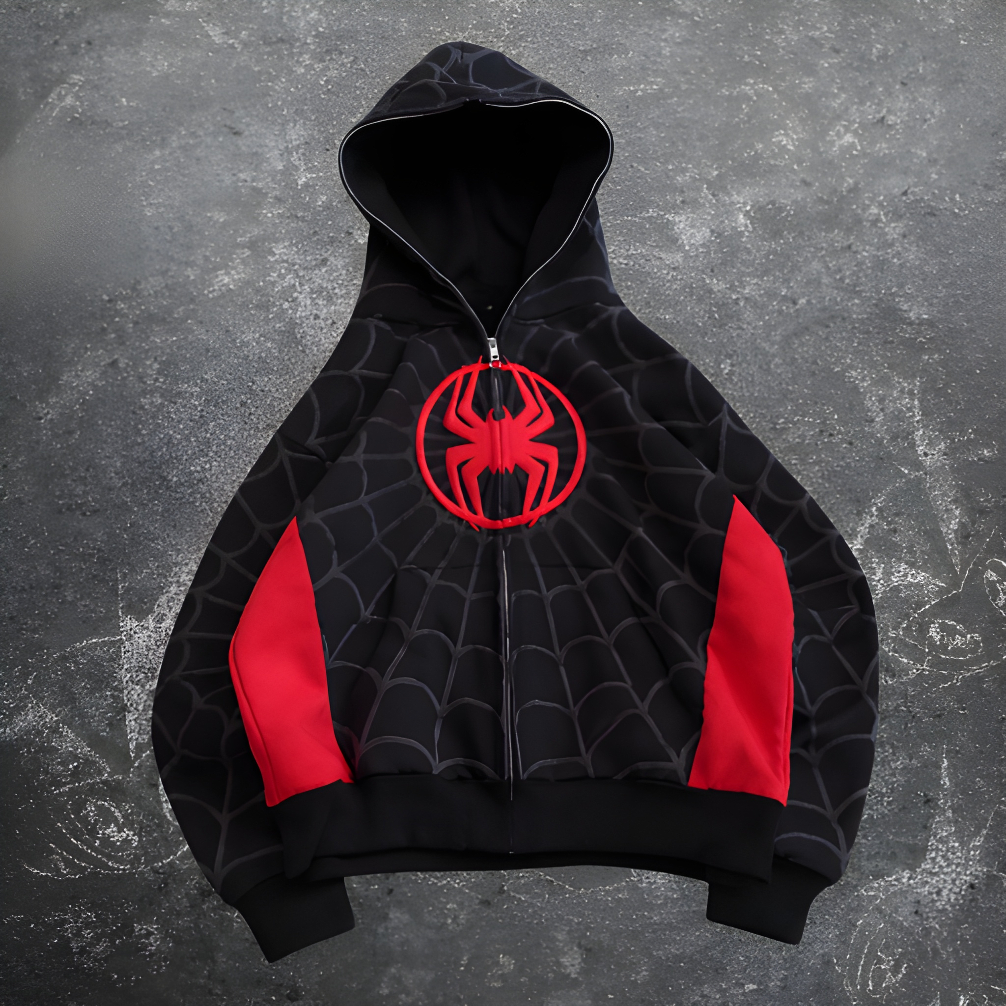 Spider Graphic Printed Hoodie And Jeans Set