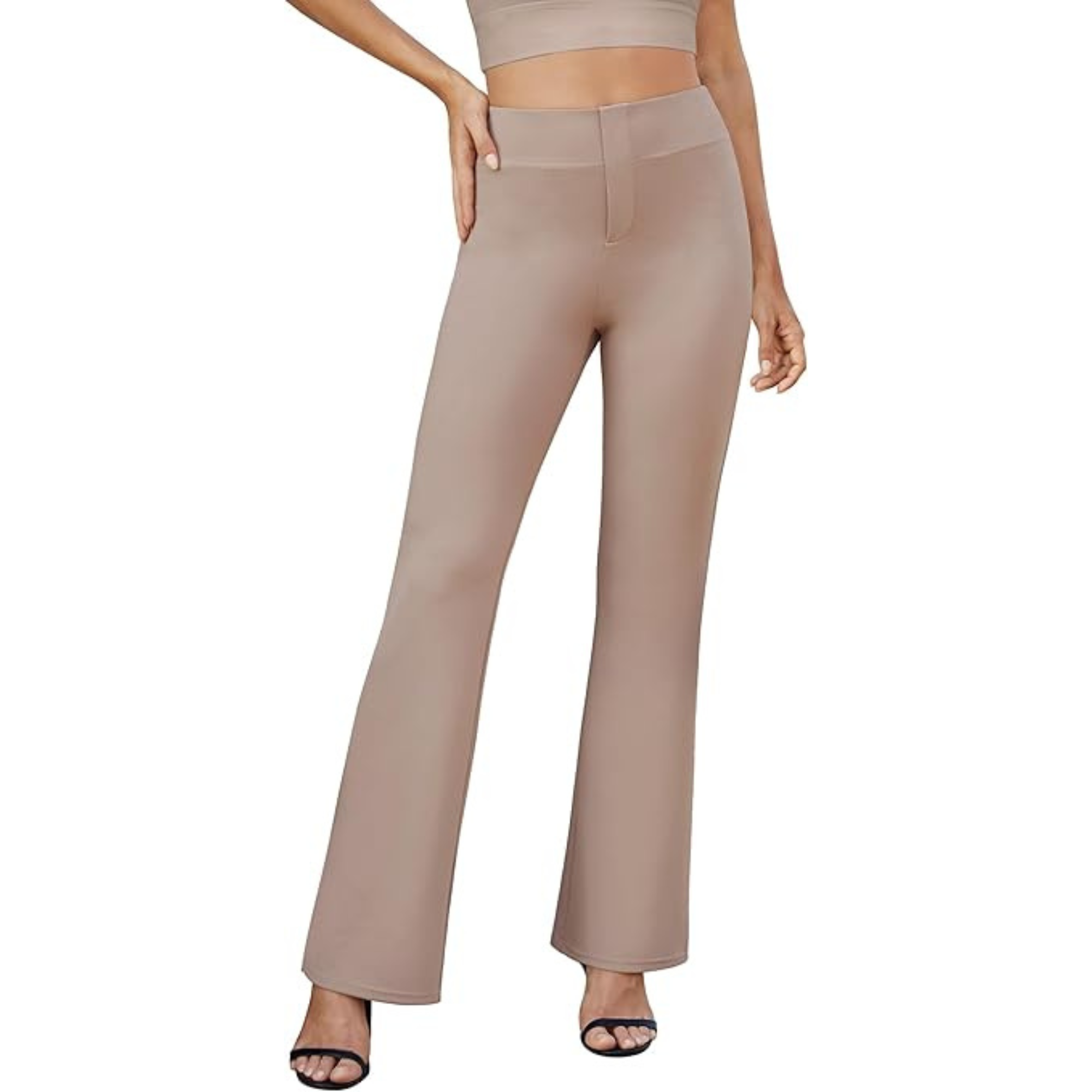 Bootcut Design High Rise Stretchy Trousers With Pockets For WomenBootcut Design High Rise Stretchy Trousers With Pockets For Women - Image 10