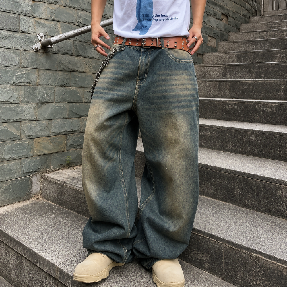 Structured Saturated Wide Cut Vintage Pants