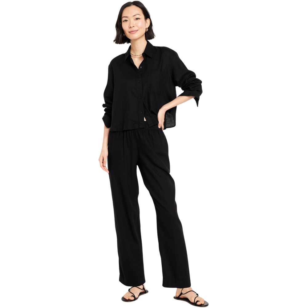 High Rise Linen Blend Straight Pants-My Comfy PantHigh Rise Linen Blend Straight Pants - Image 7