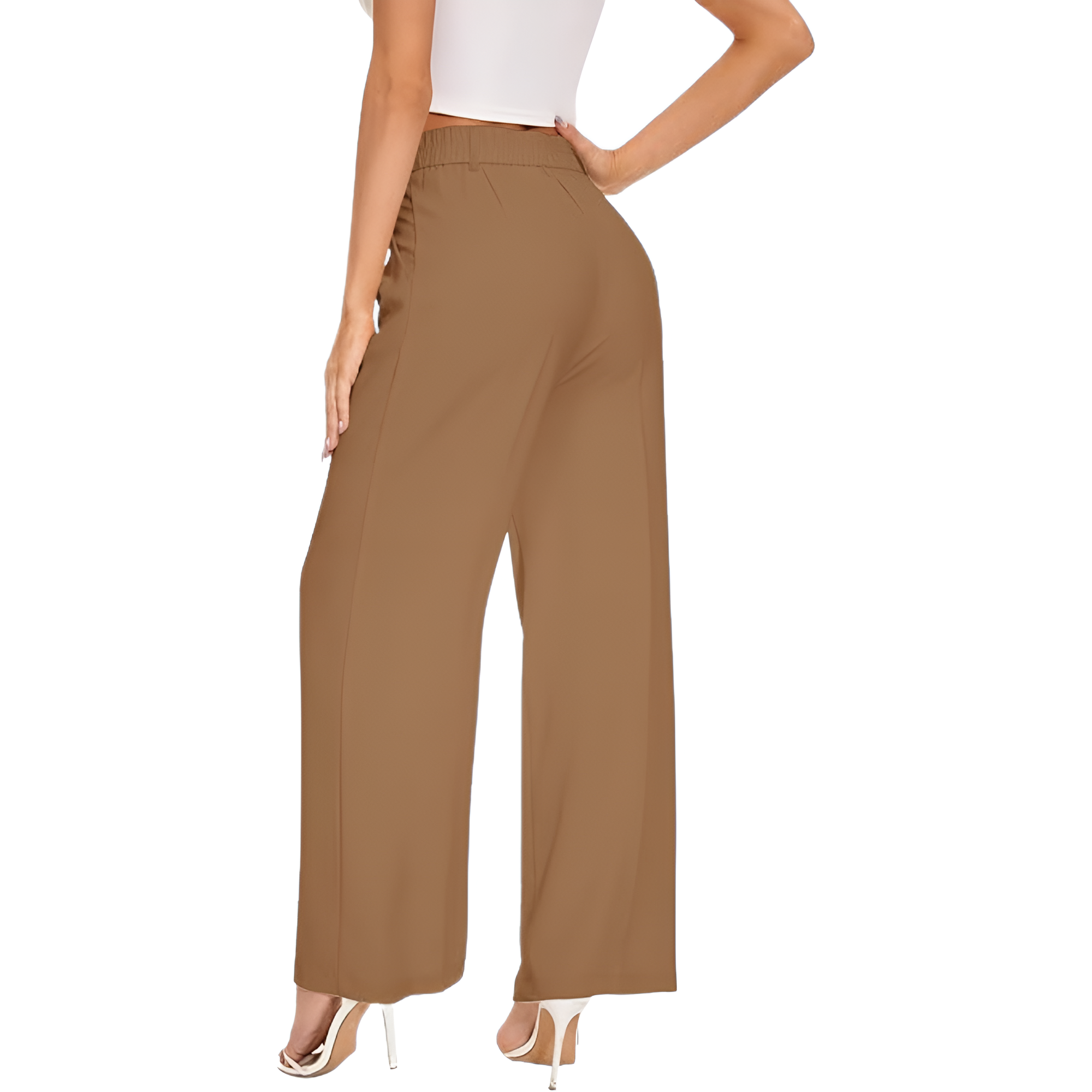 High Rise Long Straight Work Suit Pants For Women
