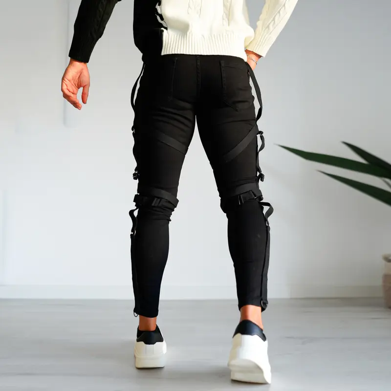  Hip Hop Tapered Slim Fit Zipper Jeans For Men