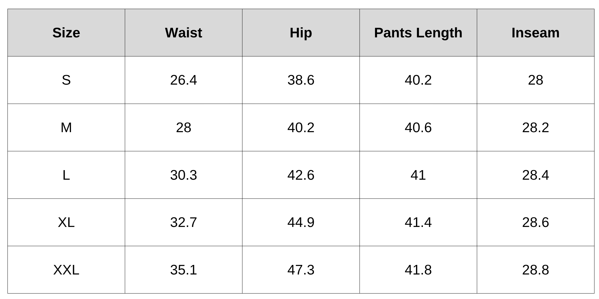 Size Chart