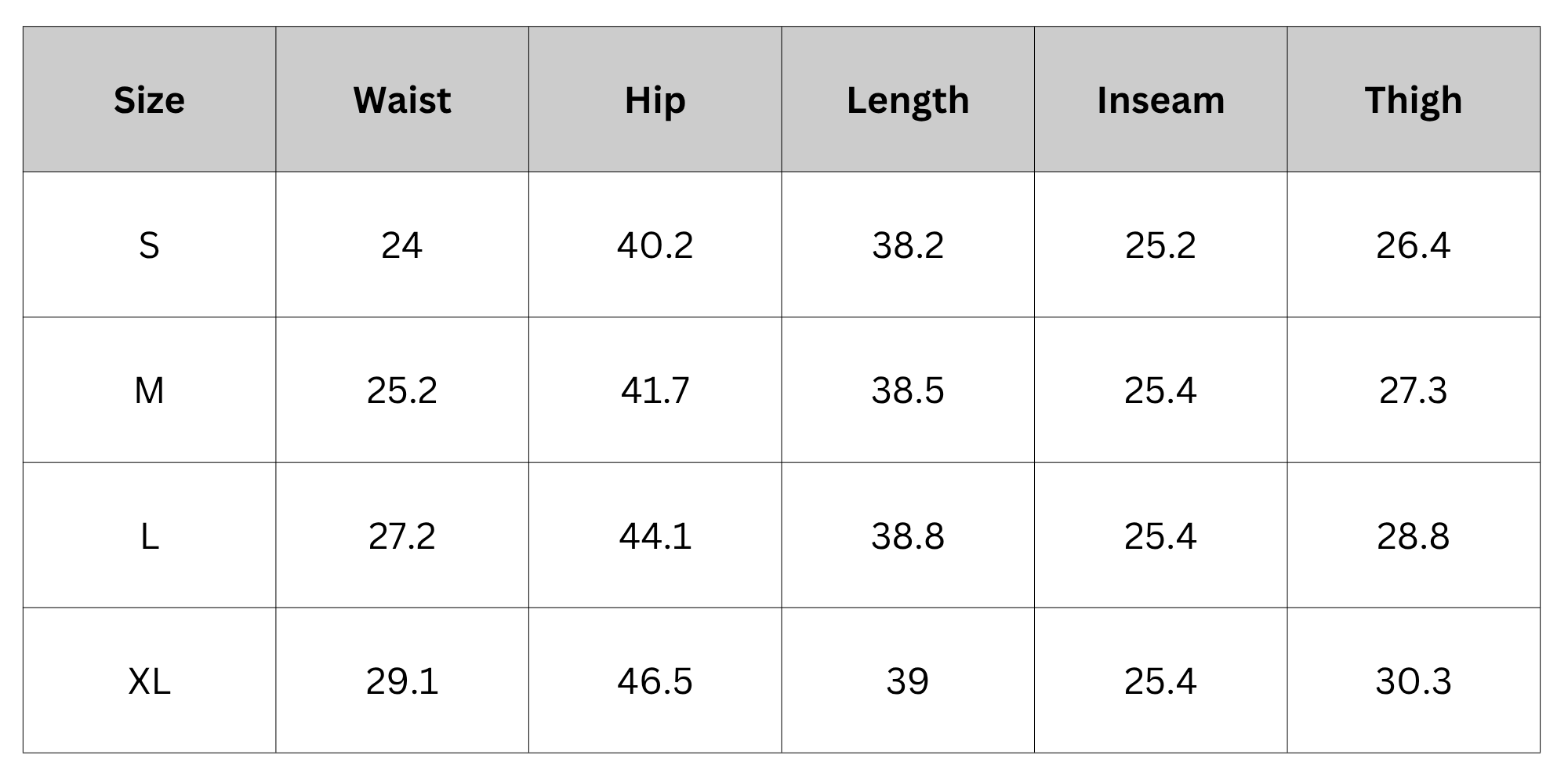 Size Chart