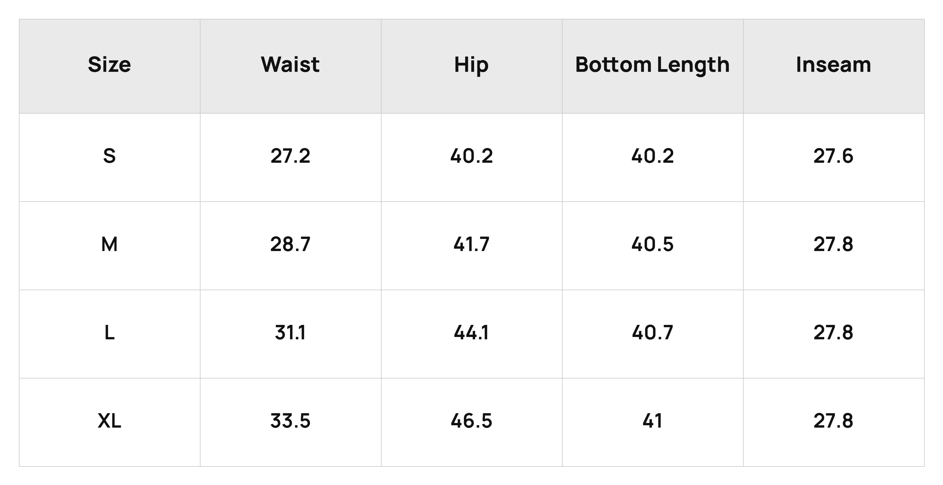 Size Chart