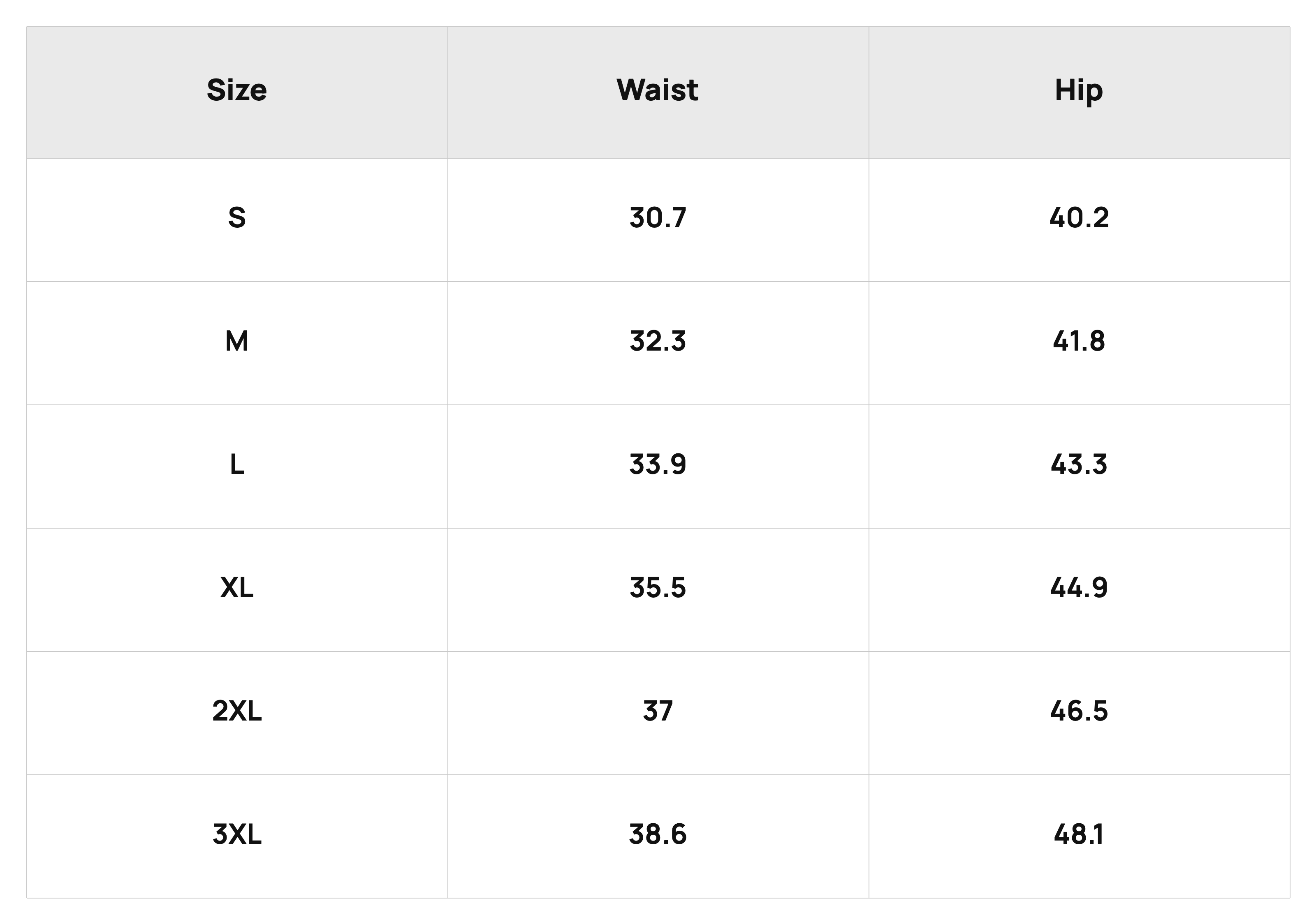 Size Chart