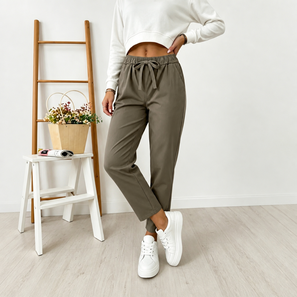 Casual Drawstring Tapered Lounge Pants for Women