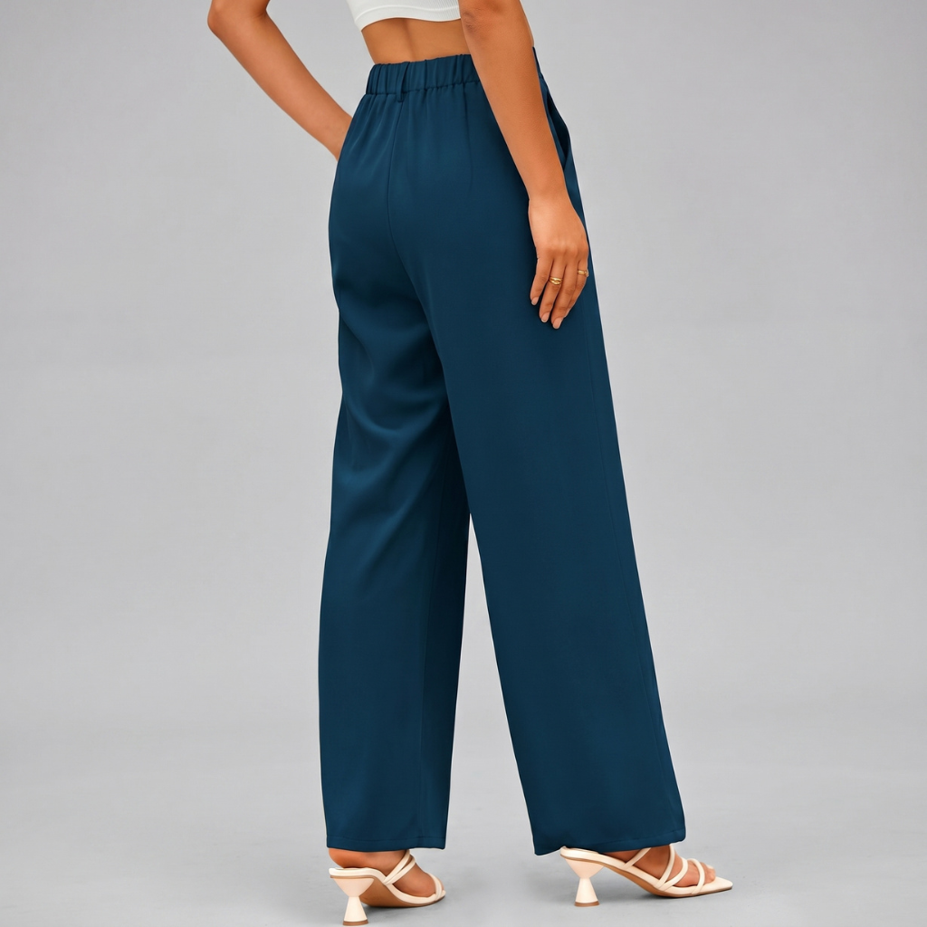High Rise Casual Wide Loose Fit Palazzo Pants For Women Summer Wear