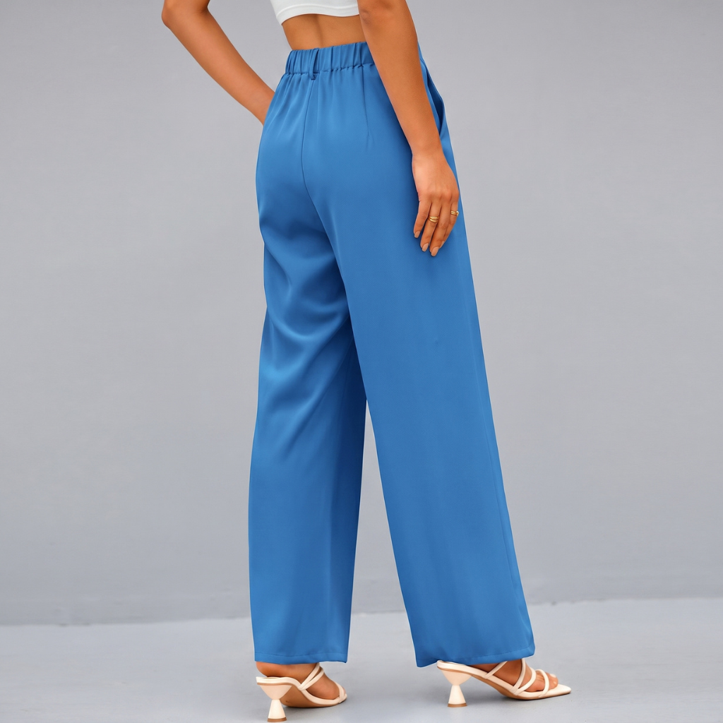 High Rise Casual Wide Loose Fit Palazzo Pants For Women Summer Wear