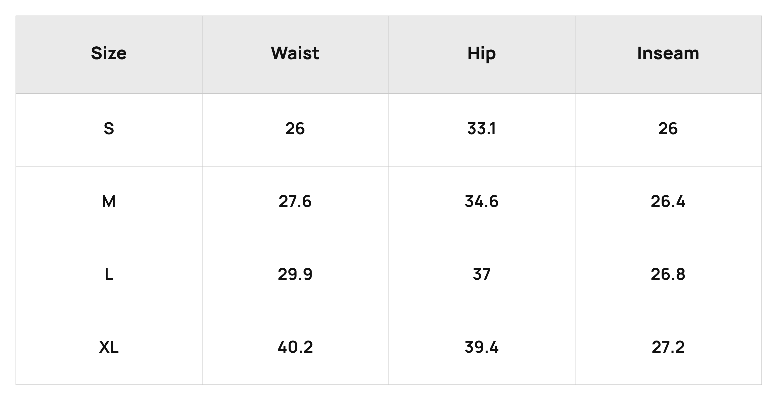Size Chart