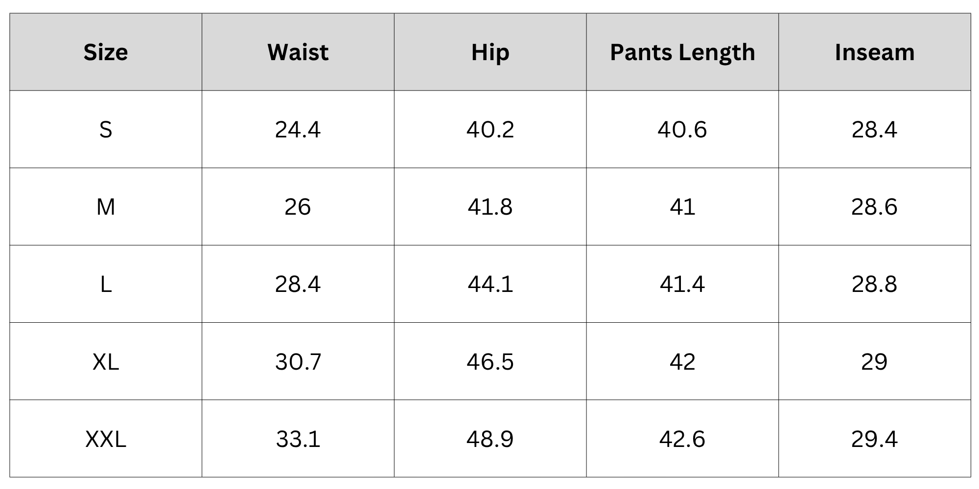 Size Chart