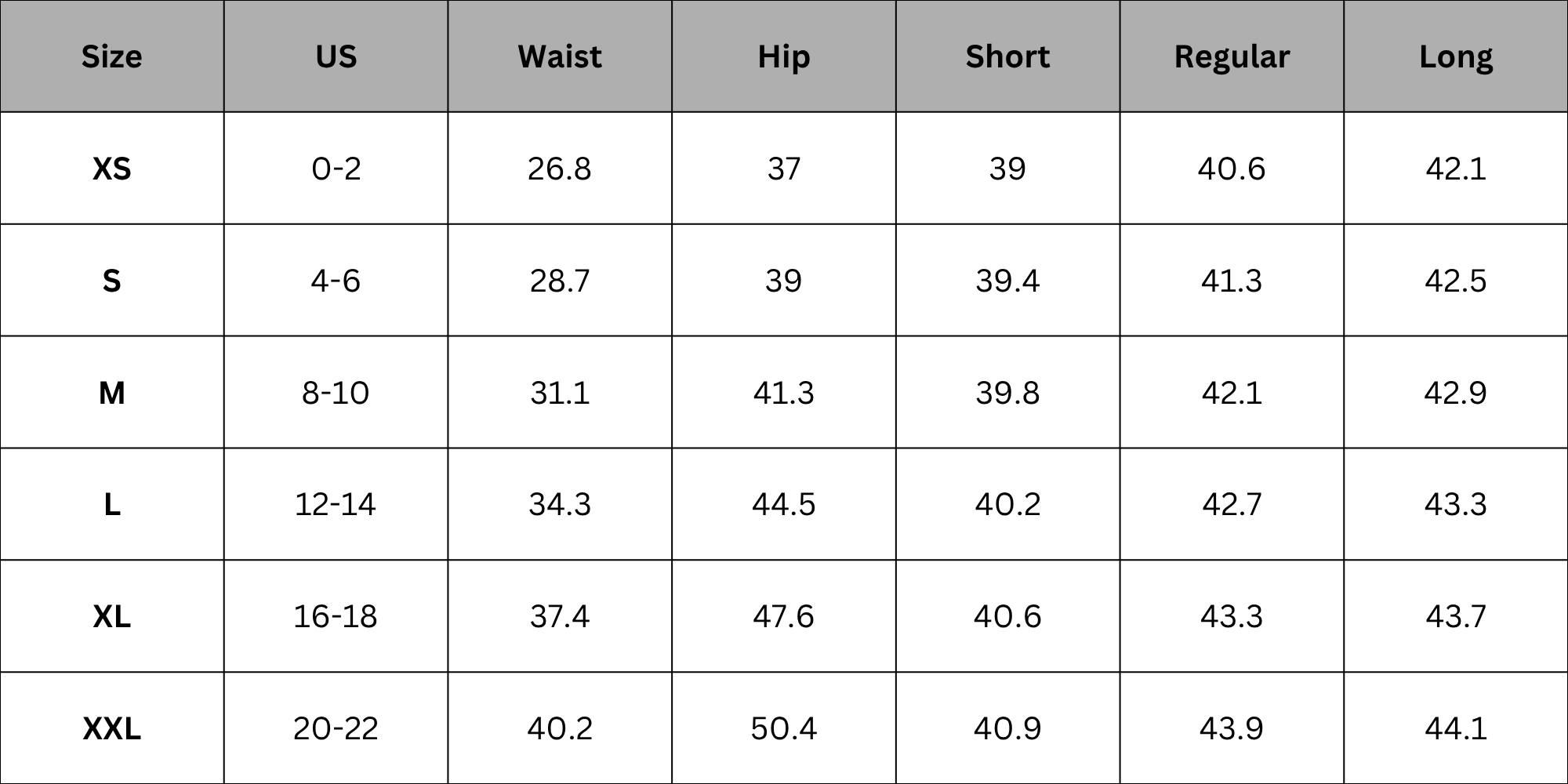 Size Chart