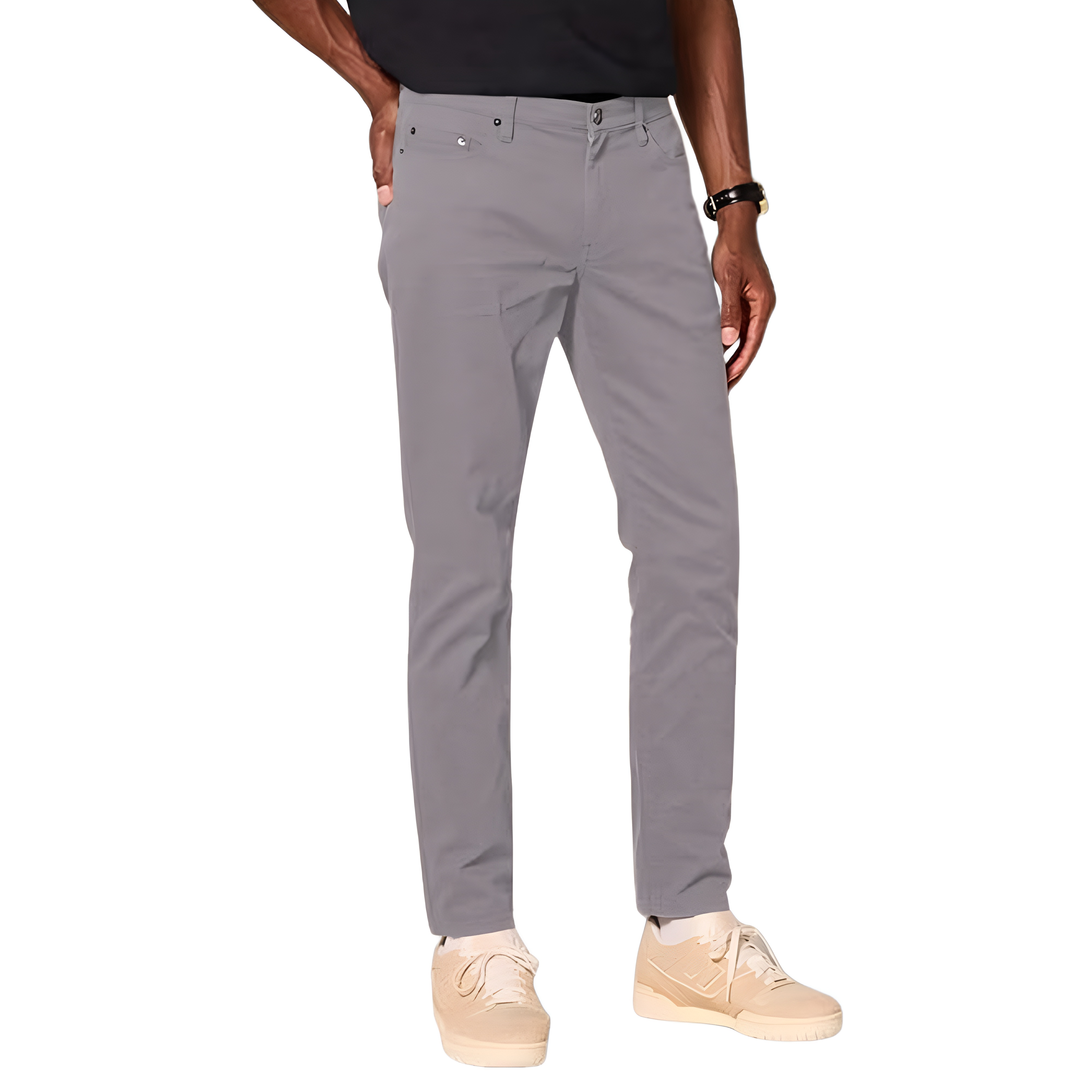 Stretch Twill Slim Fit Casual Pants With Five Pocket Design For MenStretch Twill Slim Fit Casual Pants With Five Pocket Design For Men - Image 3
