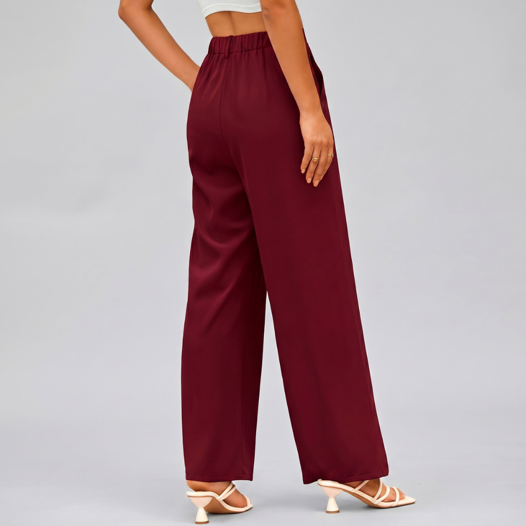 High Rise Casual Wide Loose Fit Palazzo Pants For Women Summer Wear