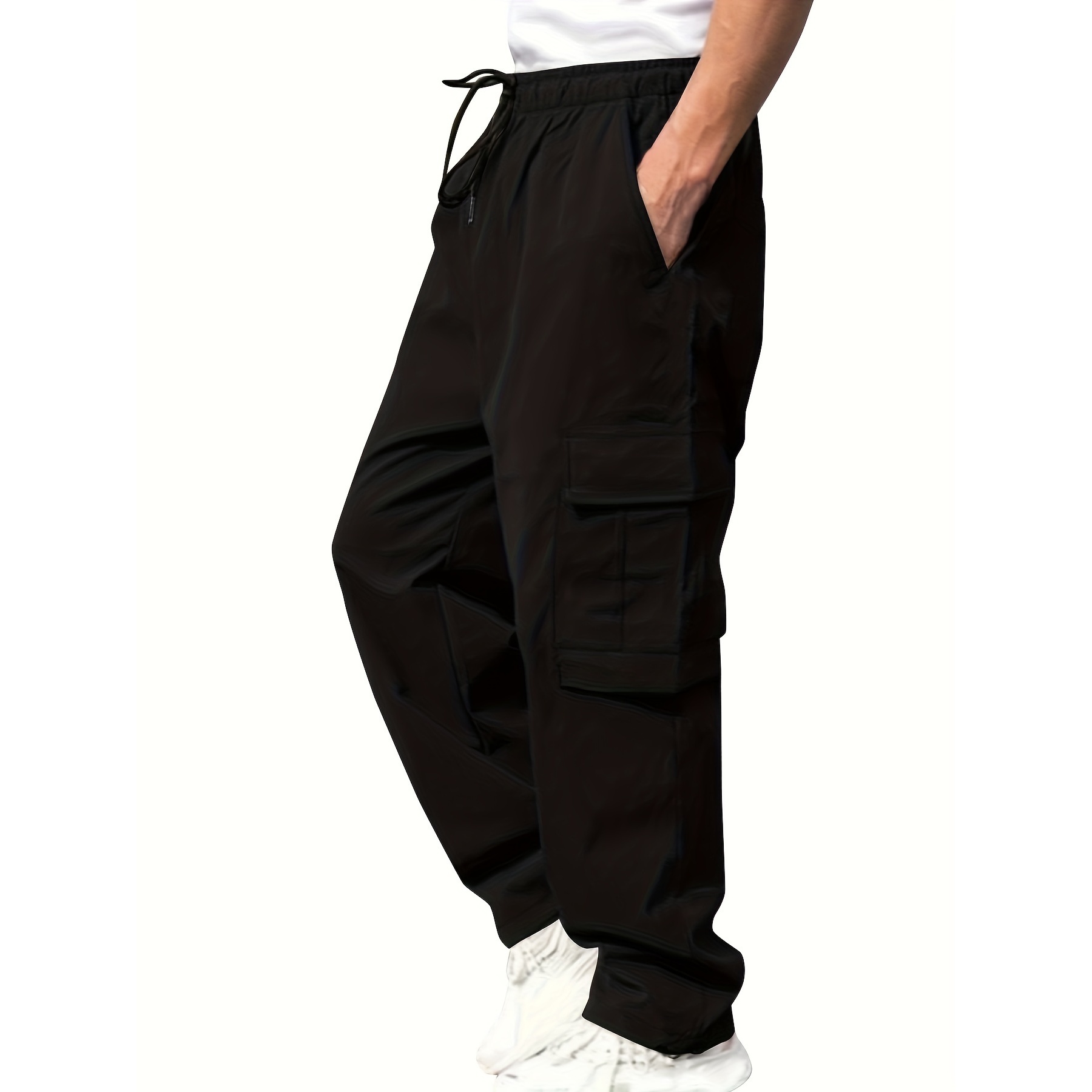 Drawstring Cargo Pants with Utility Pockets for Men