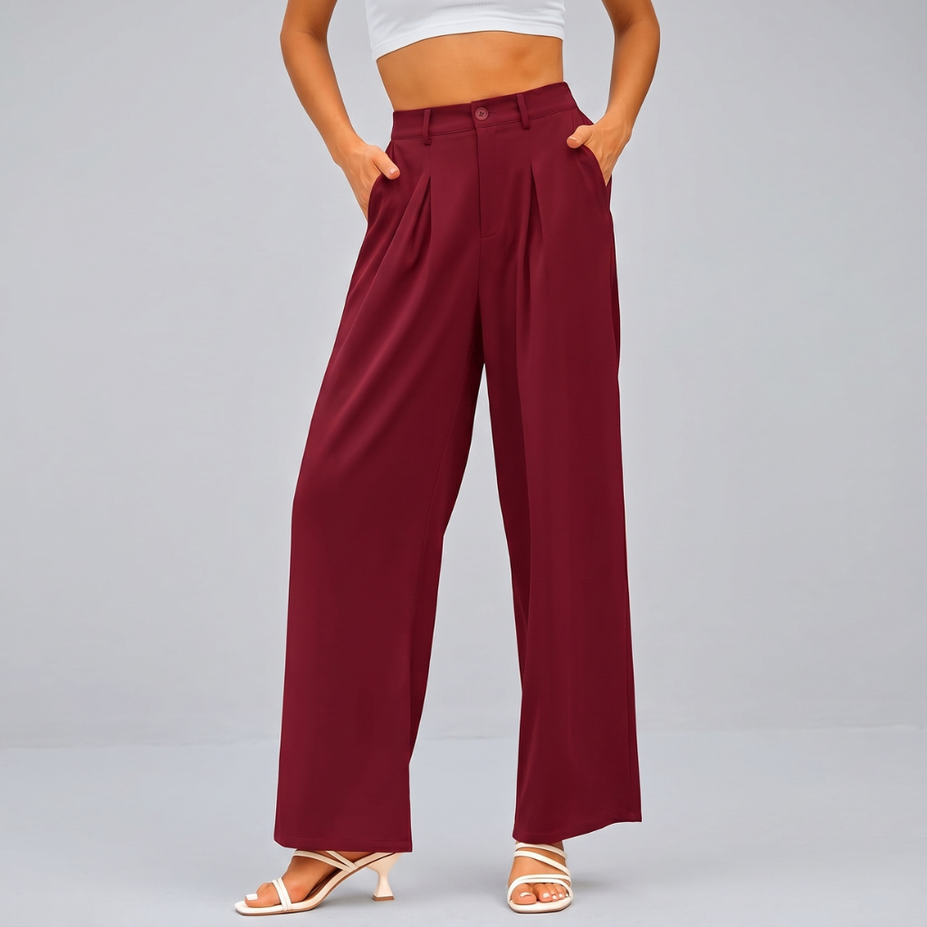 High Rise Casual Wide Loose Fit Palazzo Pants For Women Summer Wear