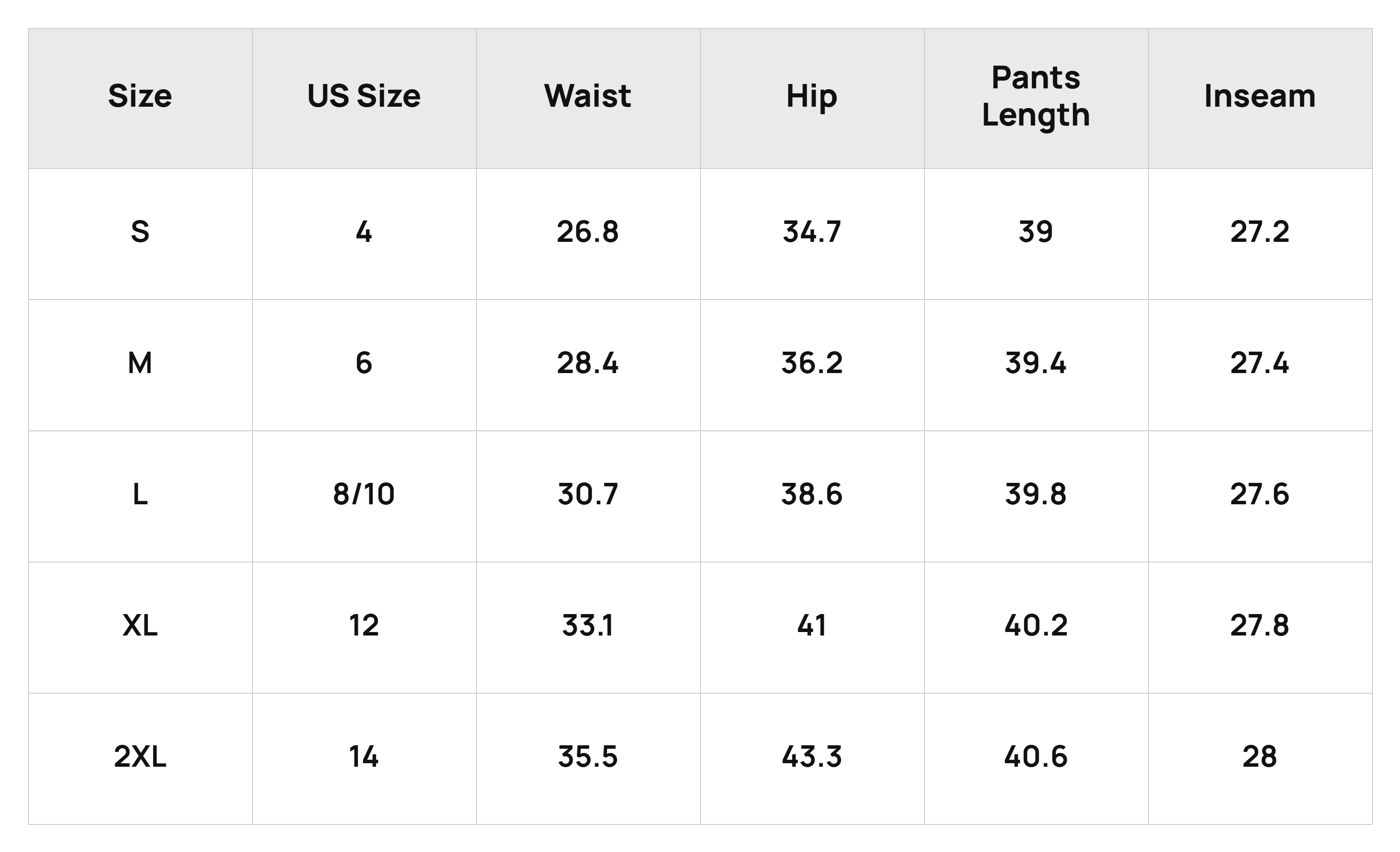 Size Chart