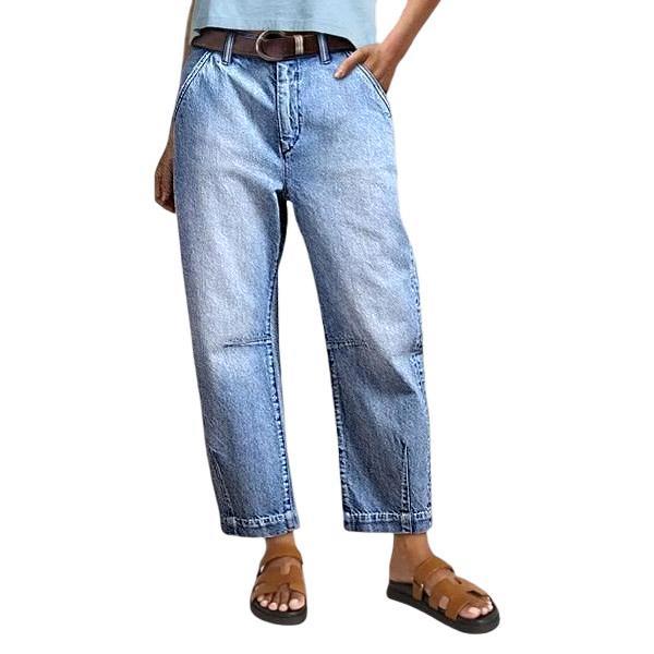 Mid Rise Casual Barrel Stretchy Fit Jeans For Women