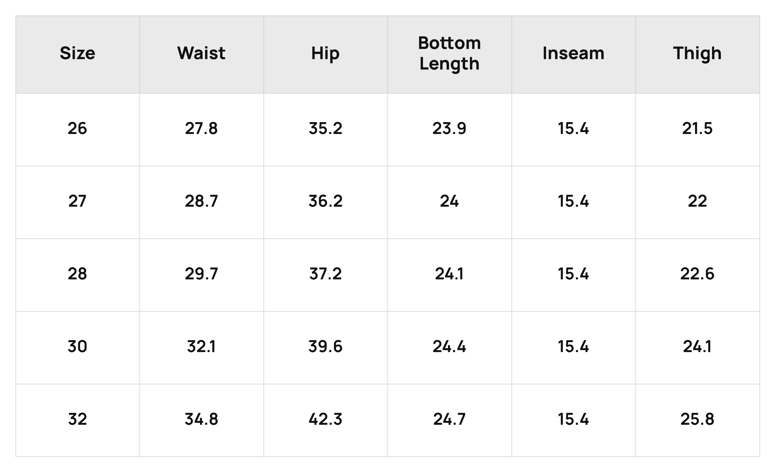 Size Chart
