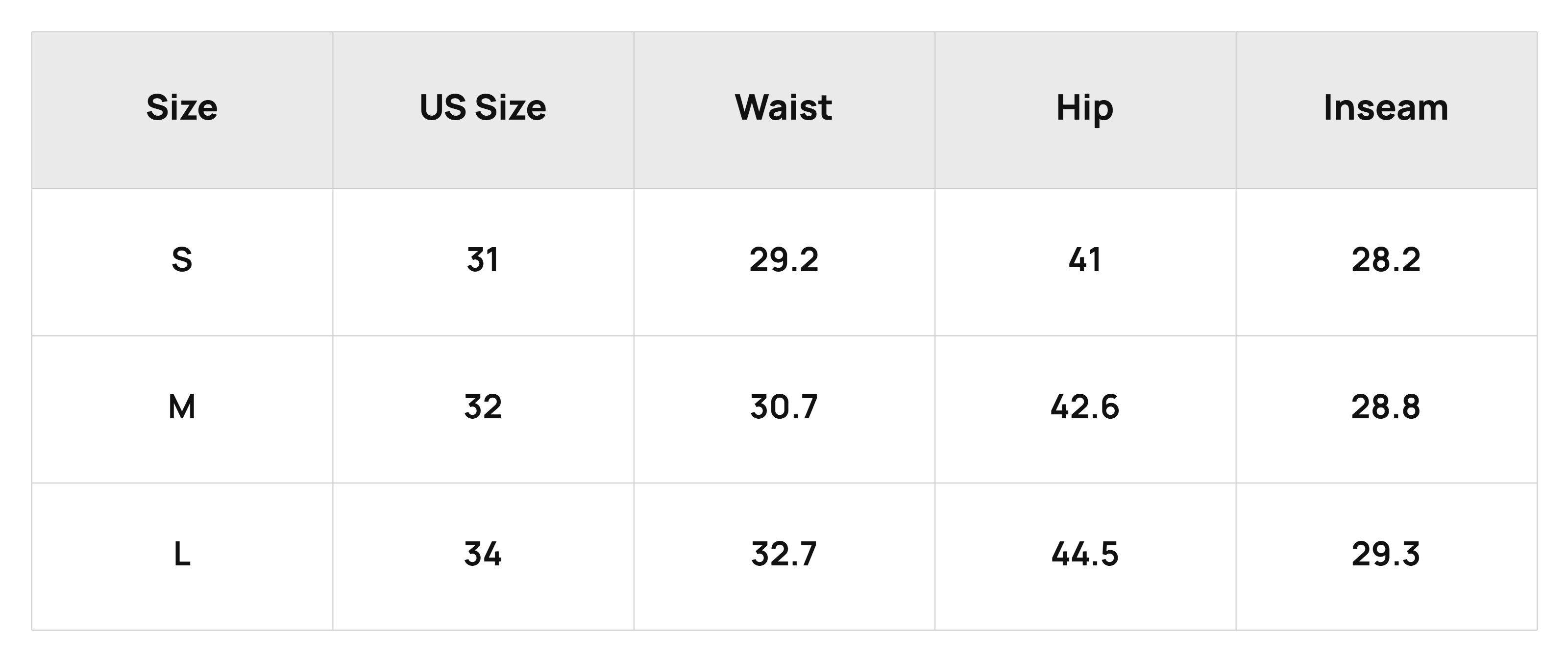 Size Chart