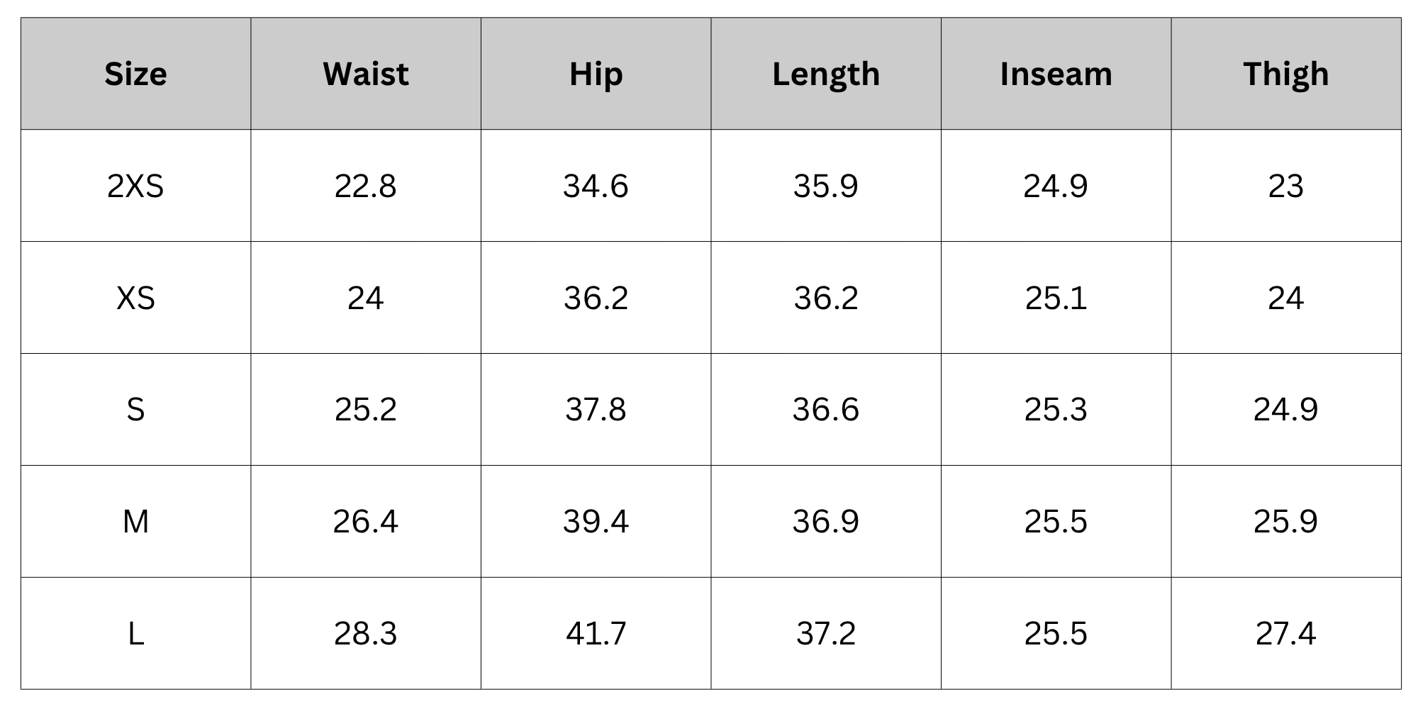 Size Chart