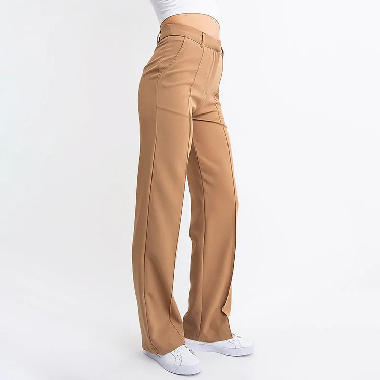 High Waisted Suit Pants With Straw Pleats-My Comfy Pant