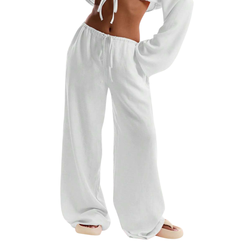 Casual Tie Front Drawstring Trousers For Women