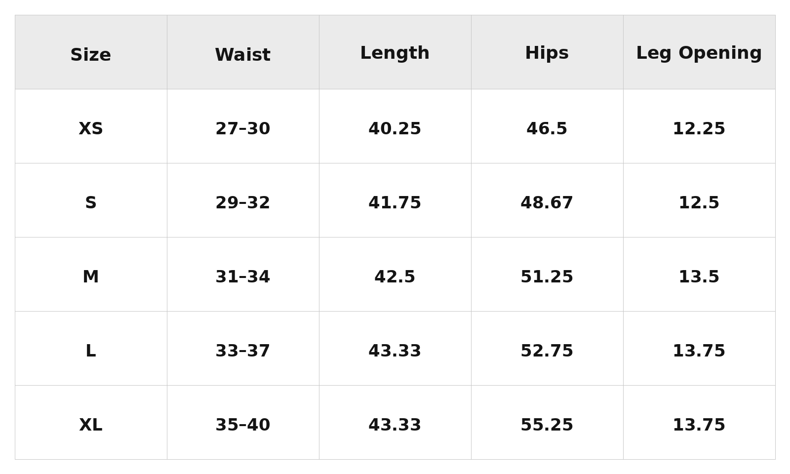 Size Chart