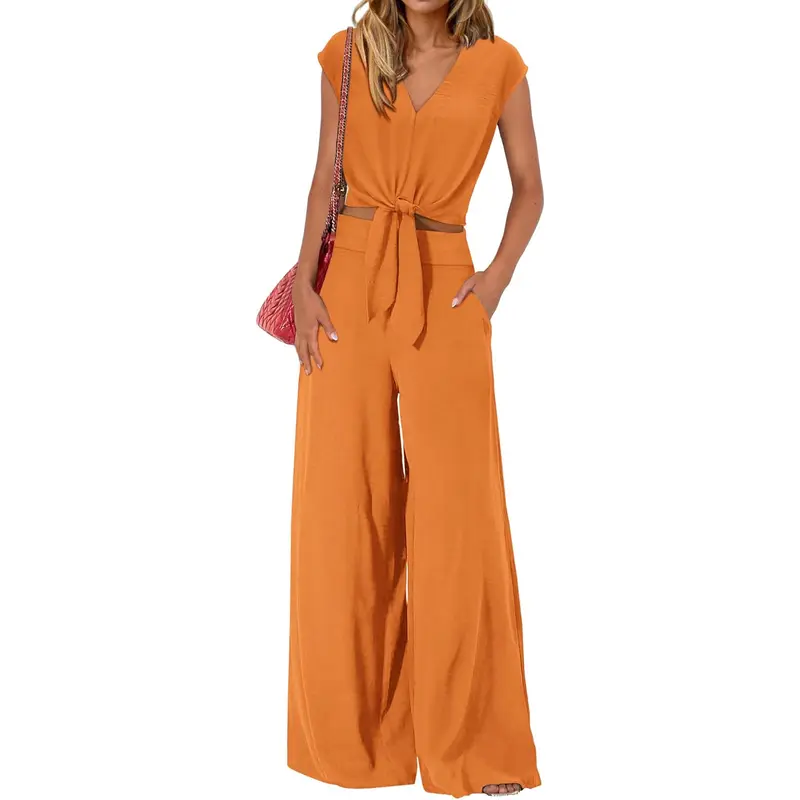 Summer 2 Piece Wide Pant Set for Women
