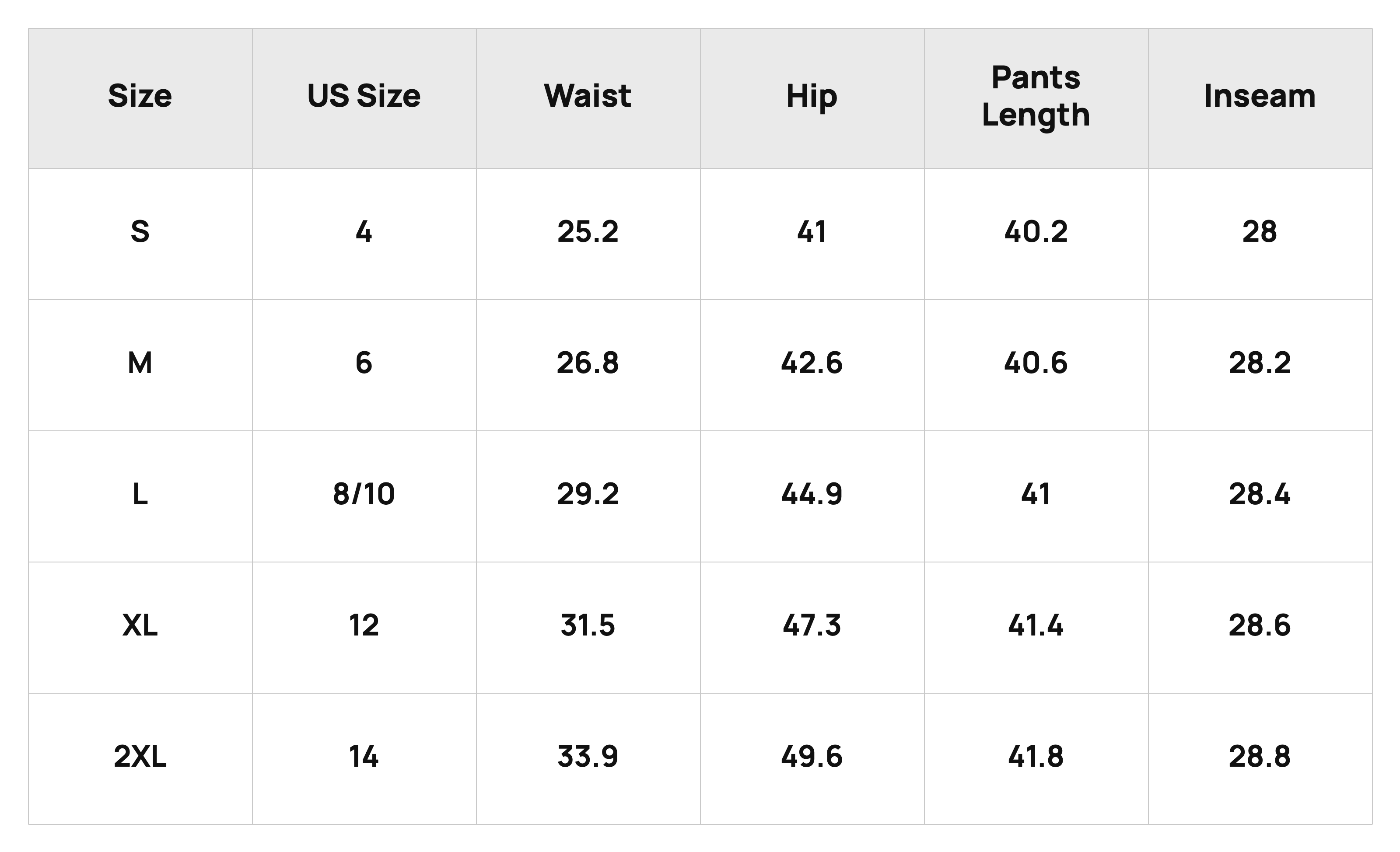 Size Chart