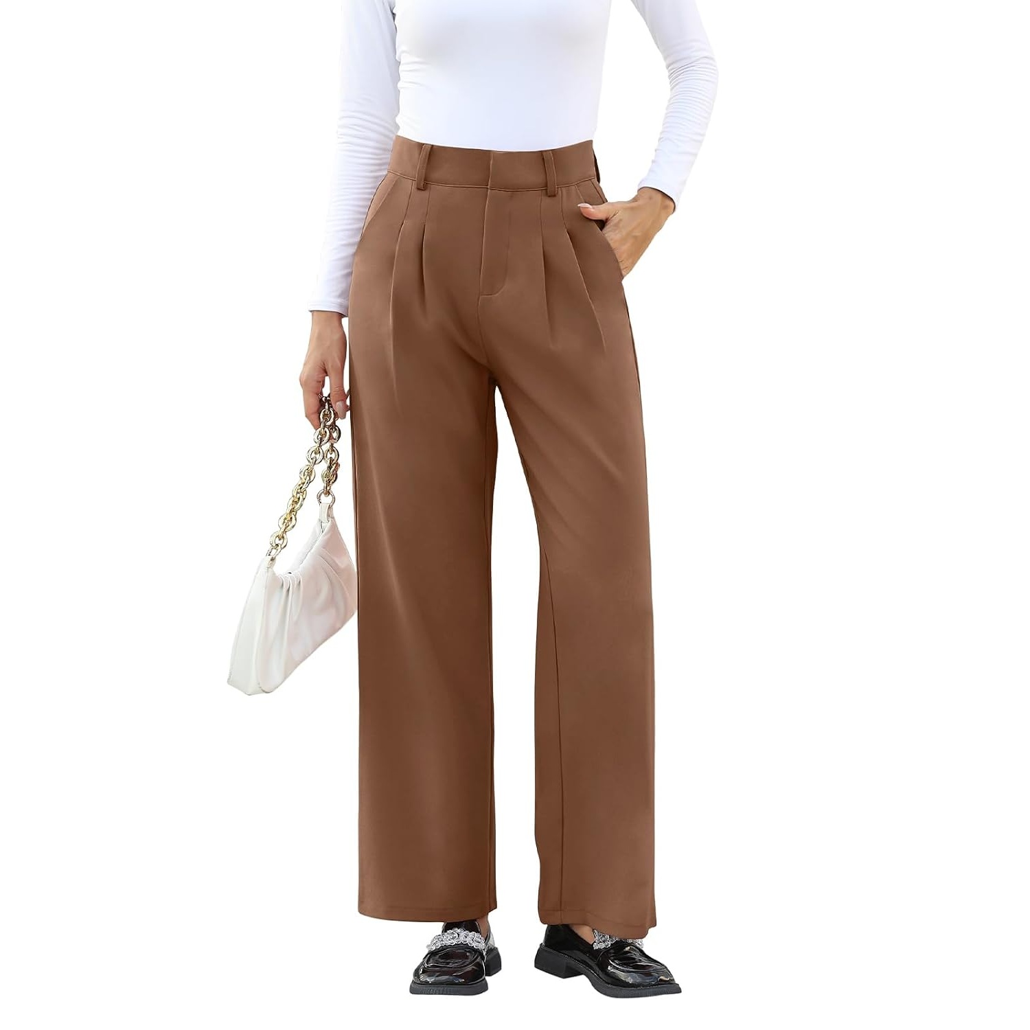 Solid Casual Pants With Pocket For Women