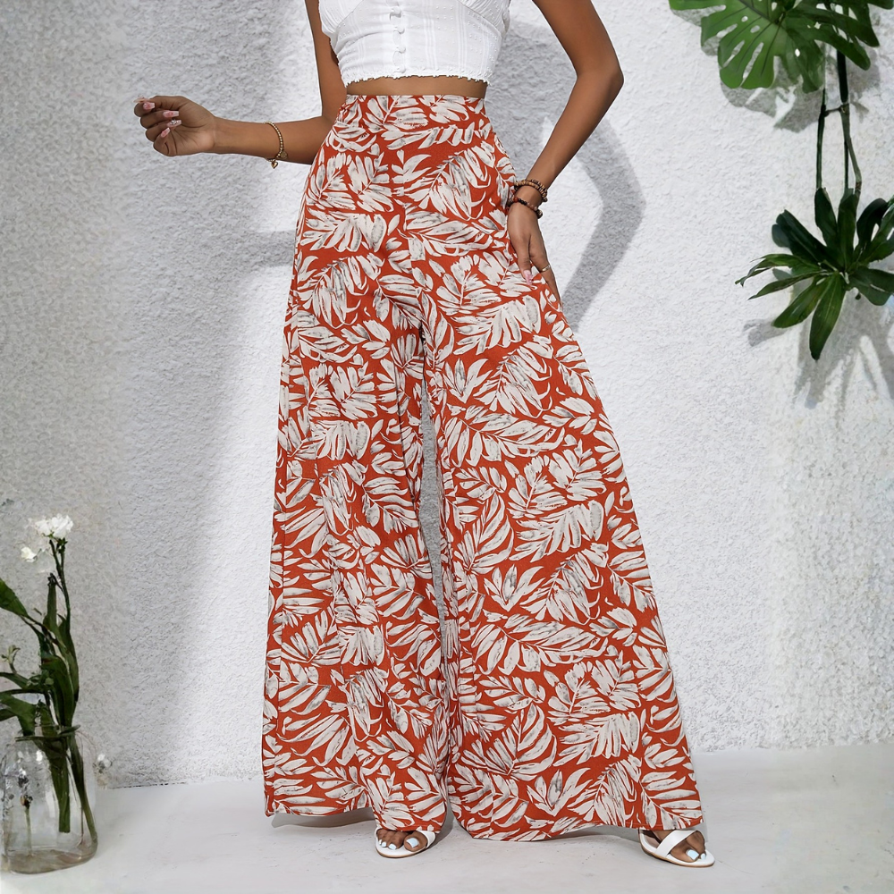 Bohemian Style Wide Vacation Themed Pants For Women