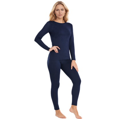 Women Thermal Underwear Fleece Lined Base Layer Top Bottom Set