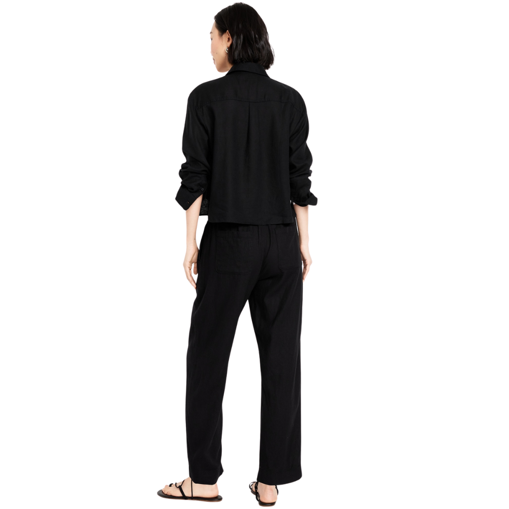 High Rise Linen Blend Straight Pants-My Comfy Pant
