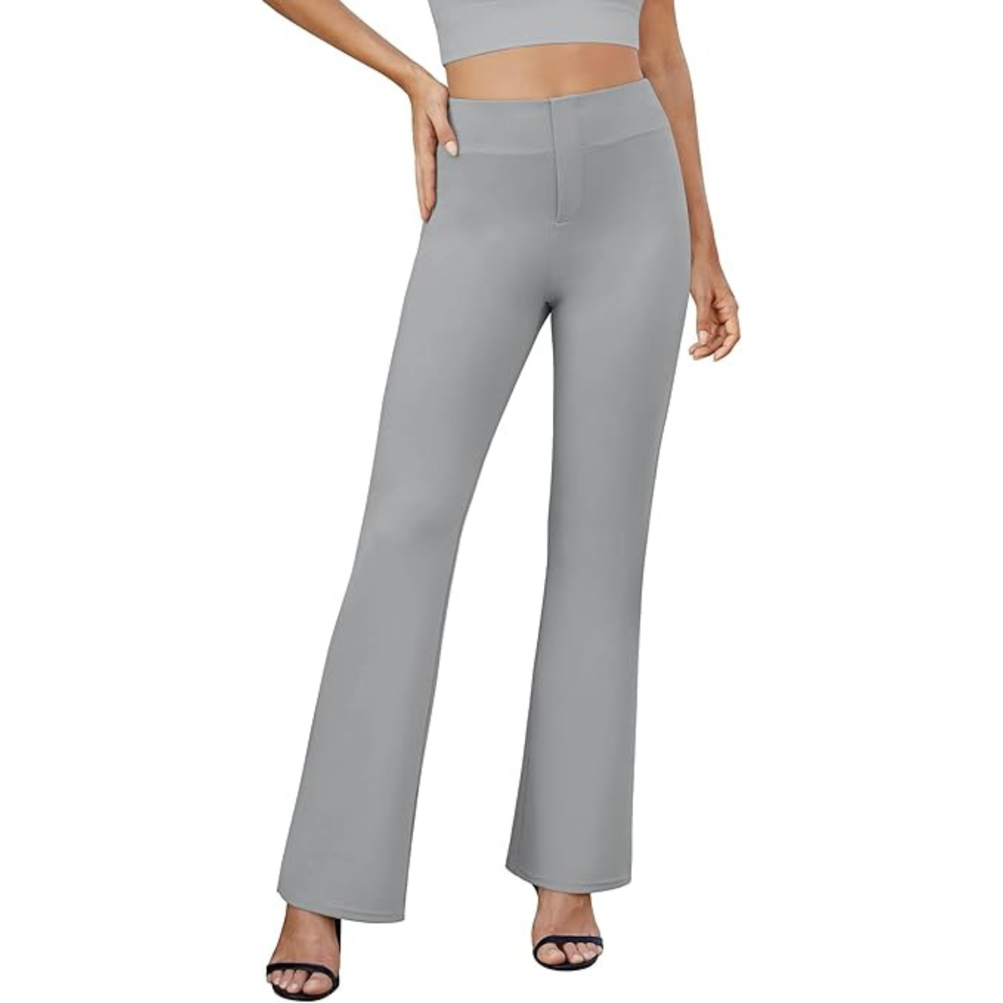 Bootcut Design High Rise Stretchy Trousers With Pockets For Women