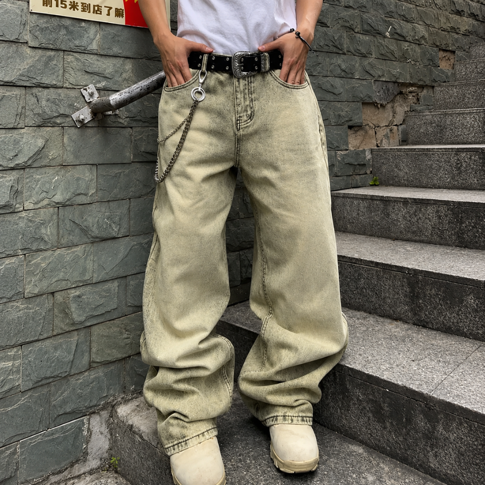 Structured Saturated Wide Cut Vintage Pants