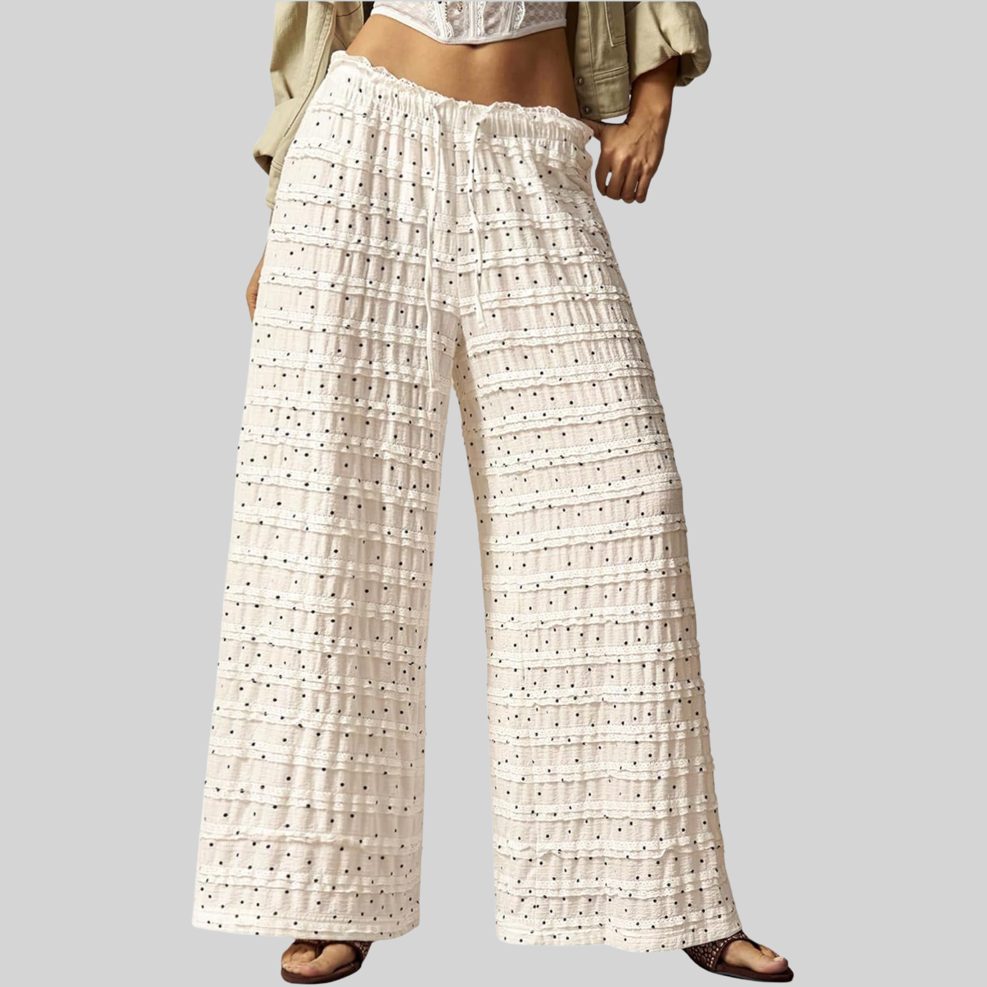Lace Ruffle Mesh Layered Bathing Suit Pants Beach For Women